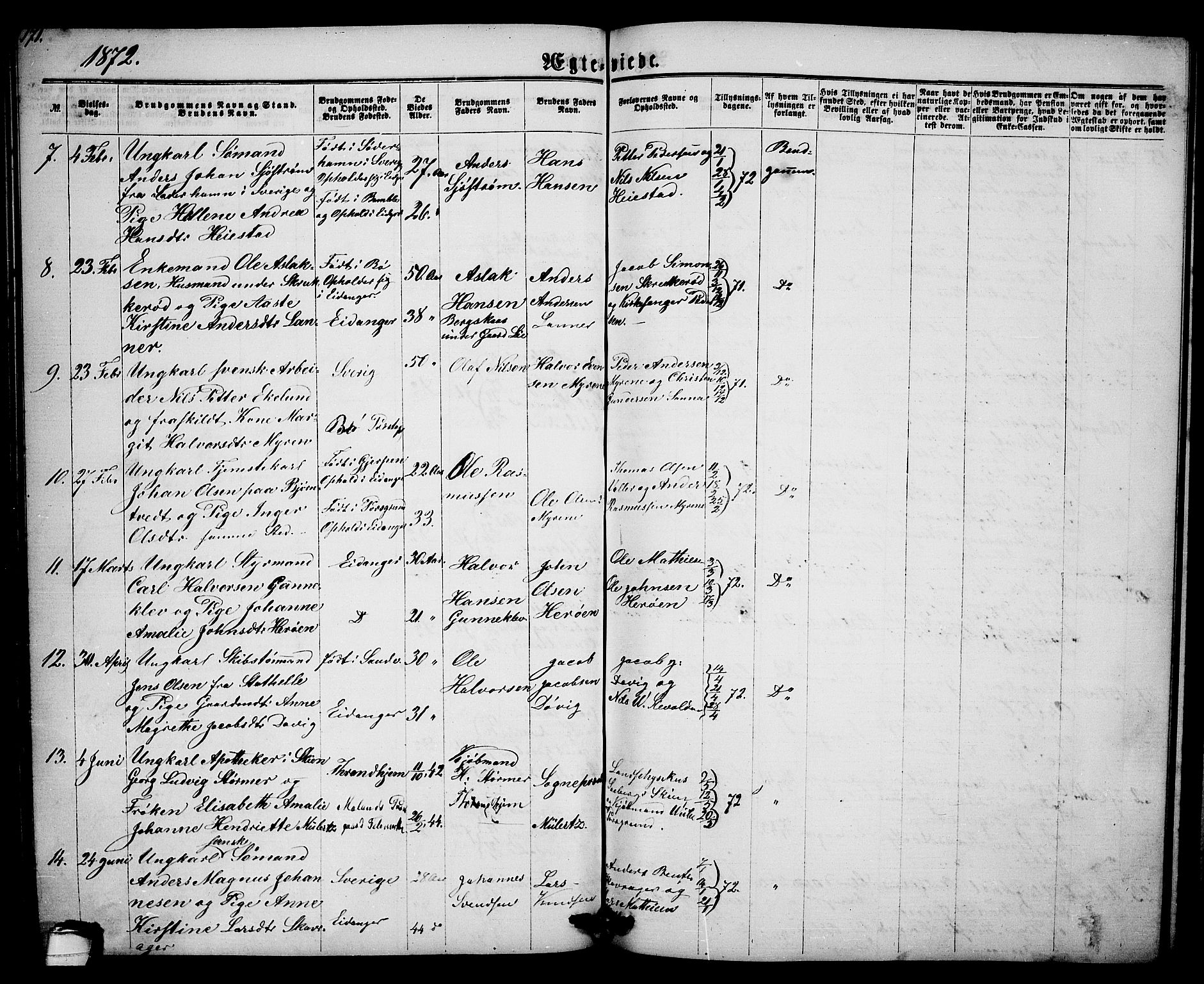 Eidanger kirkebøker, AV/SAKO-A-261/G/Ga/L0001: Parish register (copy) no. 1, 1863-1878, p. 171