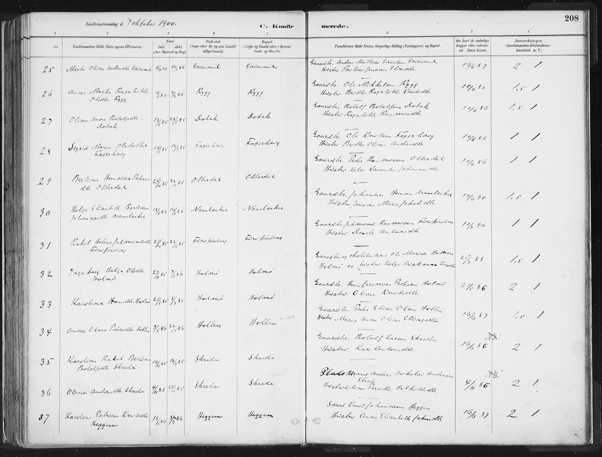 Hornindal sokneprestembete, AV/SAB-A-82401/H/Haa/Haaa/L0003/0001: Parish register (official) no. A 3A, 1887-1917, p. 208