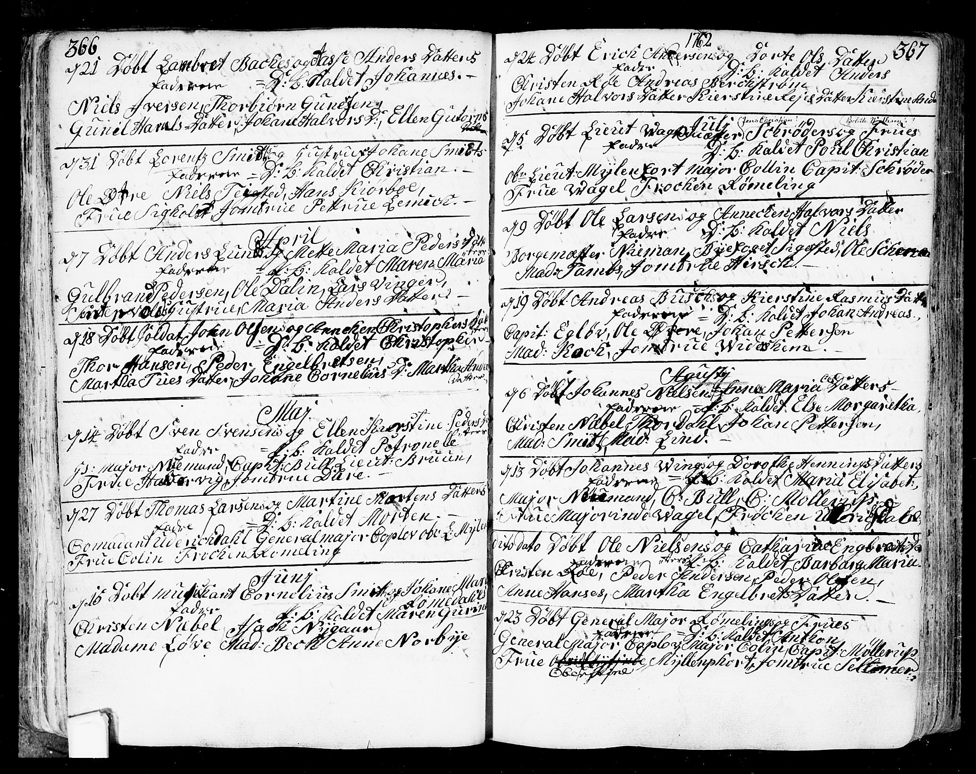 Fredrikstad prestekontor Kirkebøker, AV/SAO-A-11082/F/Fa/L0002: Parish register (official) no. 2, 1750-1804, p. 366-367