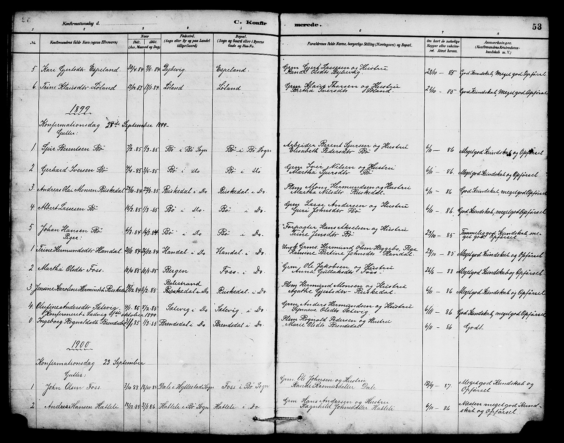 Hyllestad sokneprestembete, SAB/A-80401: Parish register (copy) no. B 2, 1889-1915, p. 53