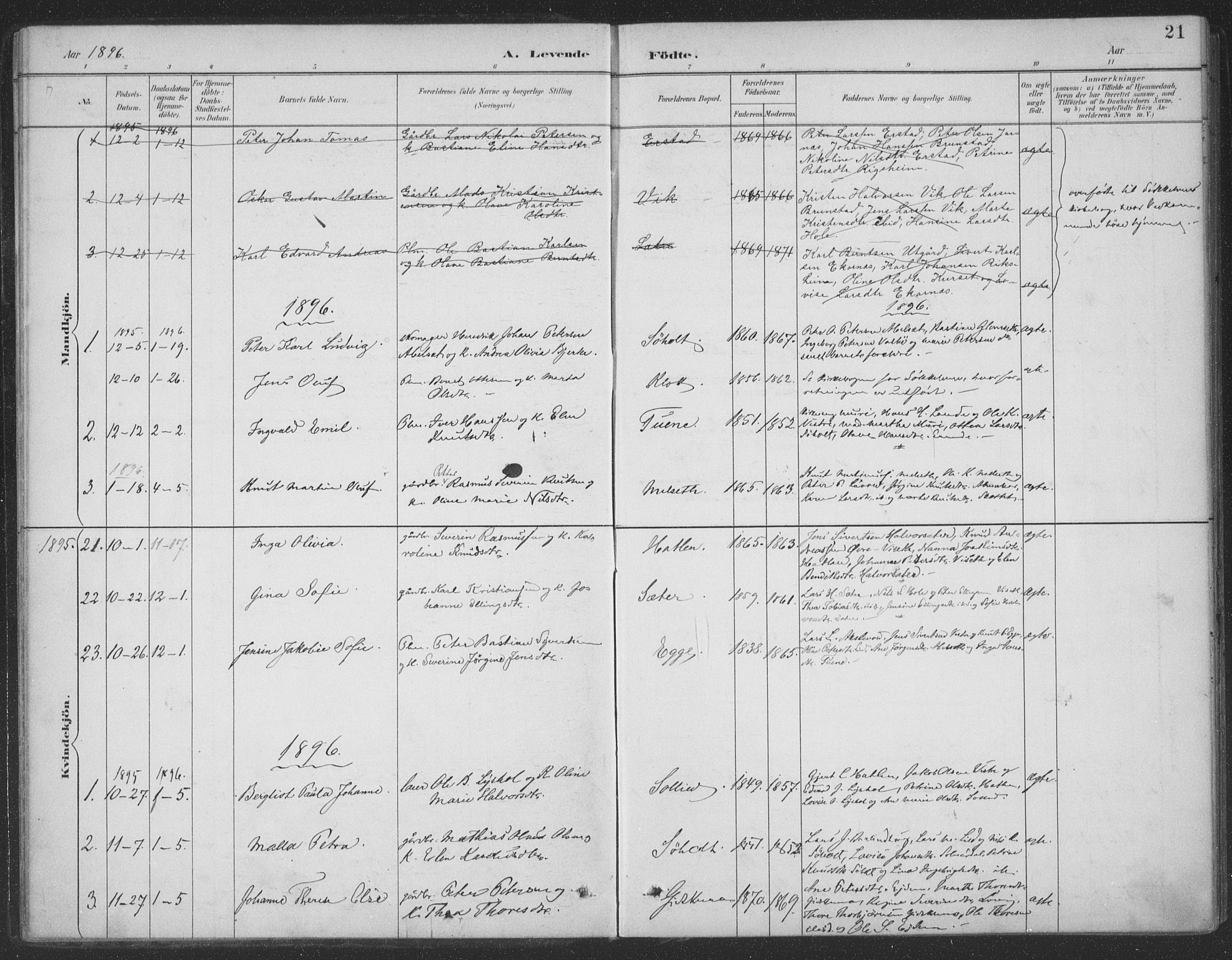 Ministerialprotokoller, klokkerbøker og fødselsregistre - Møre og Romsdal, AV/SAT-A-1454/522/L0316: Parish register (official) no. 522A11, 1890-1911, p. 21