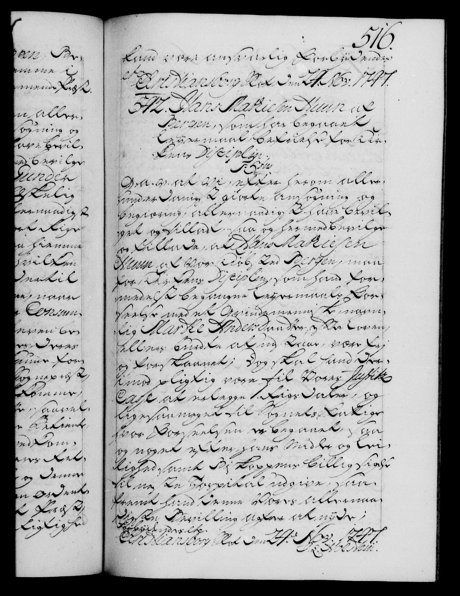 Danske Kanselli 1572-1799, AV/RA-EA-3023/F/Fc/Fca/Fcaa/L0035: Norske registre, 1746-1748, p. 516a