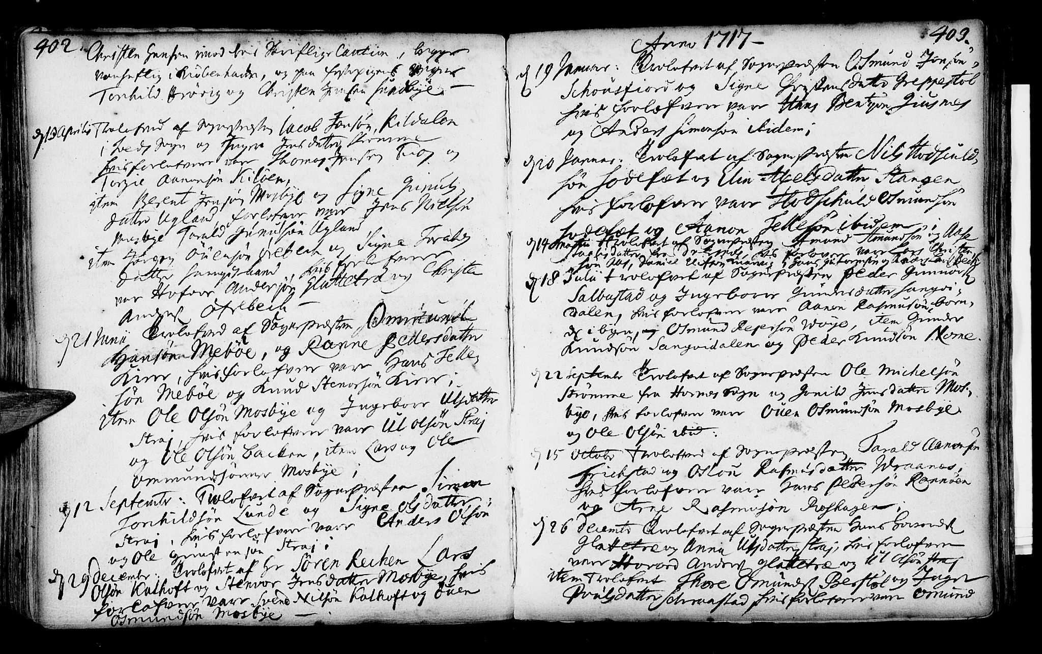 Oddernes sokneprestkontor, SAK/1111-0033/F/Fa/Faa/L0001: Parish register (official) no. A 1, 1692-1718, p. 402-403