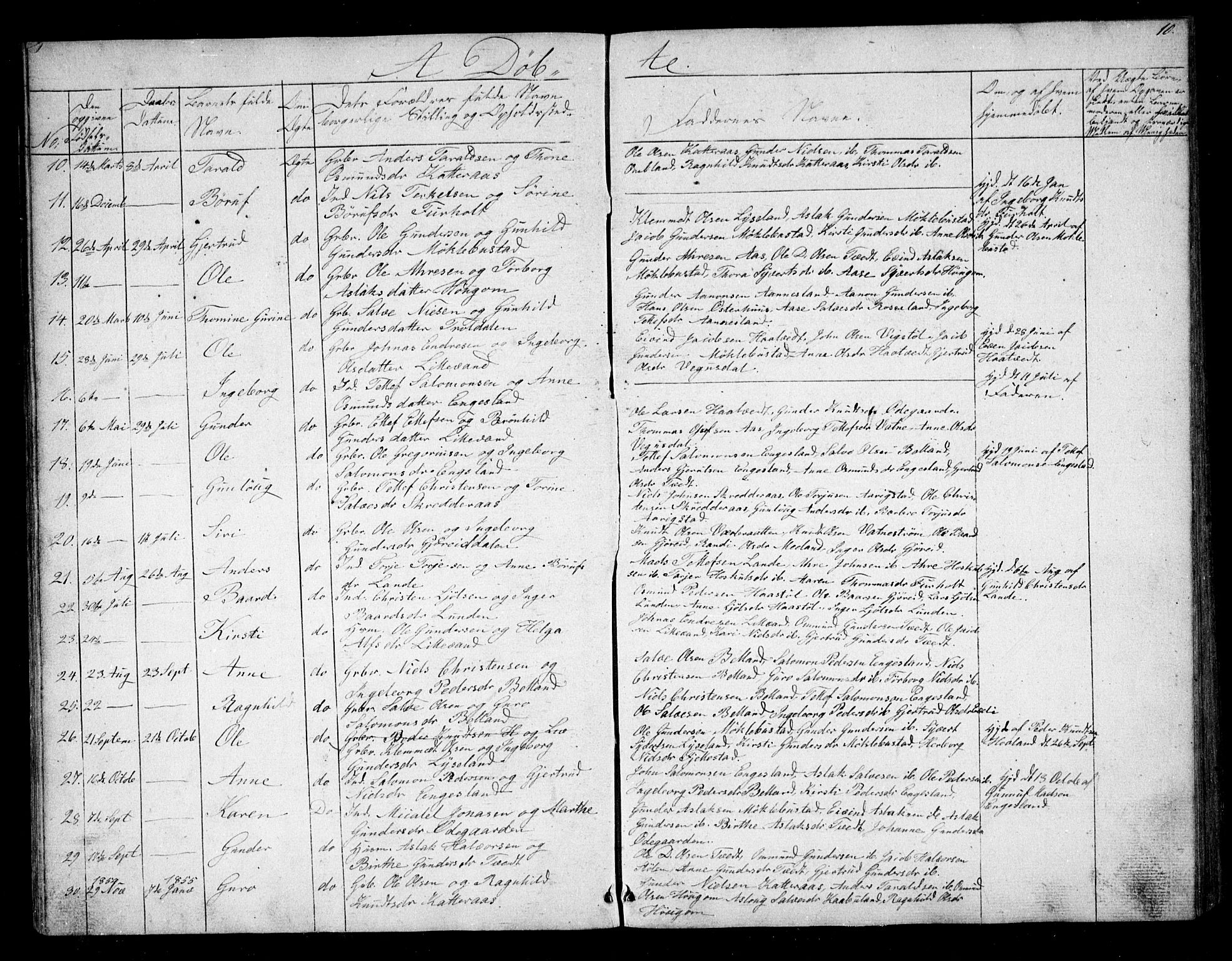 Herefoss sokneprestkontor, AV/SAK-1111-0019/F/Fb/Fbb/L0001: Parish register (copy) no. B 1, 1849-1879, p. 10