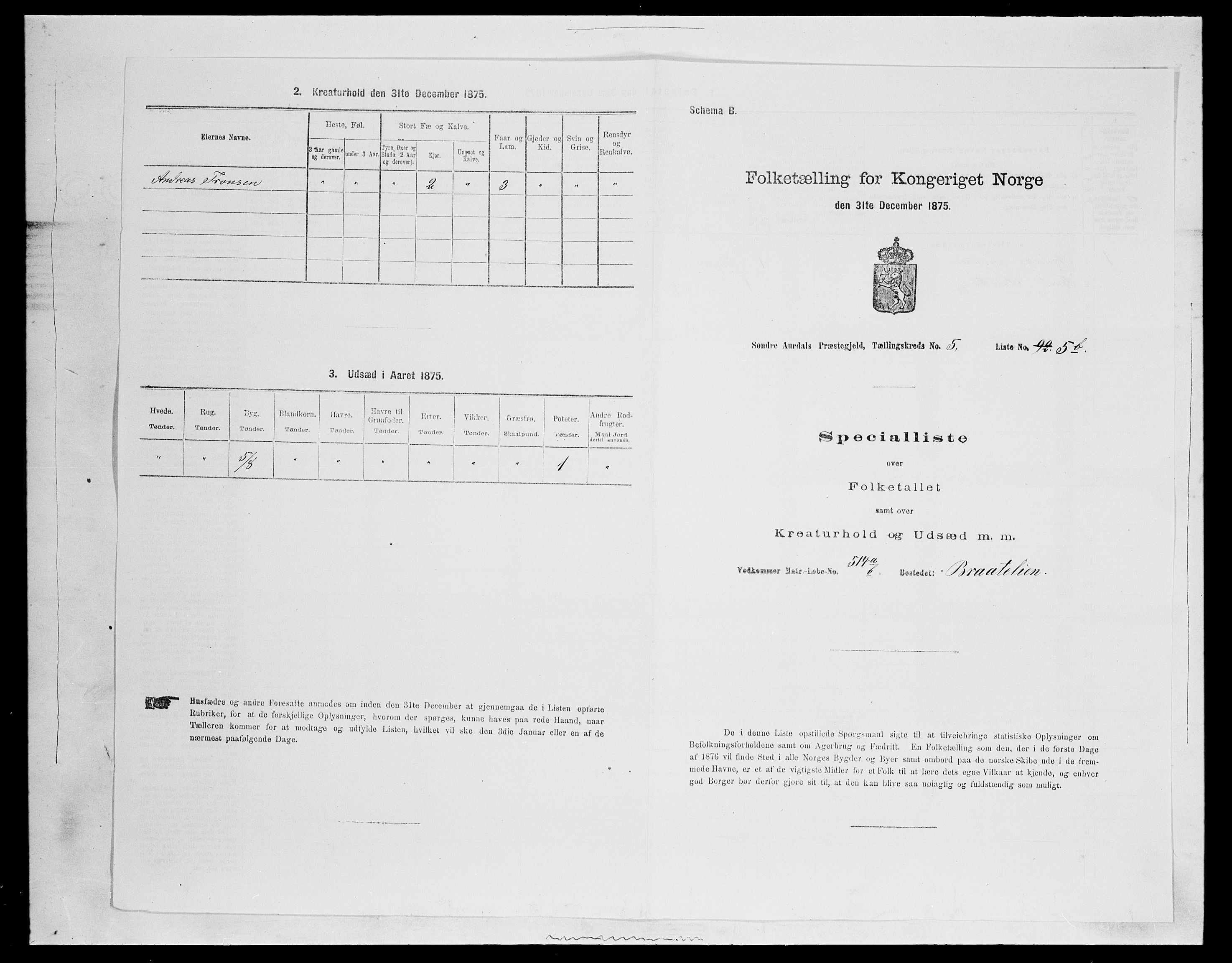 SAH, 1875 census for 0540P Sør-Aurdal, 1875, p. 927