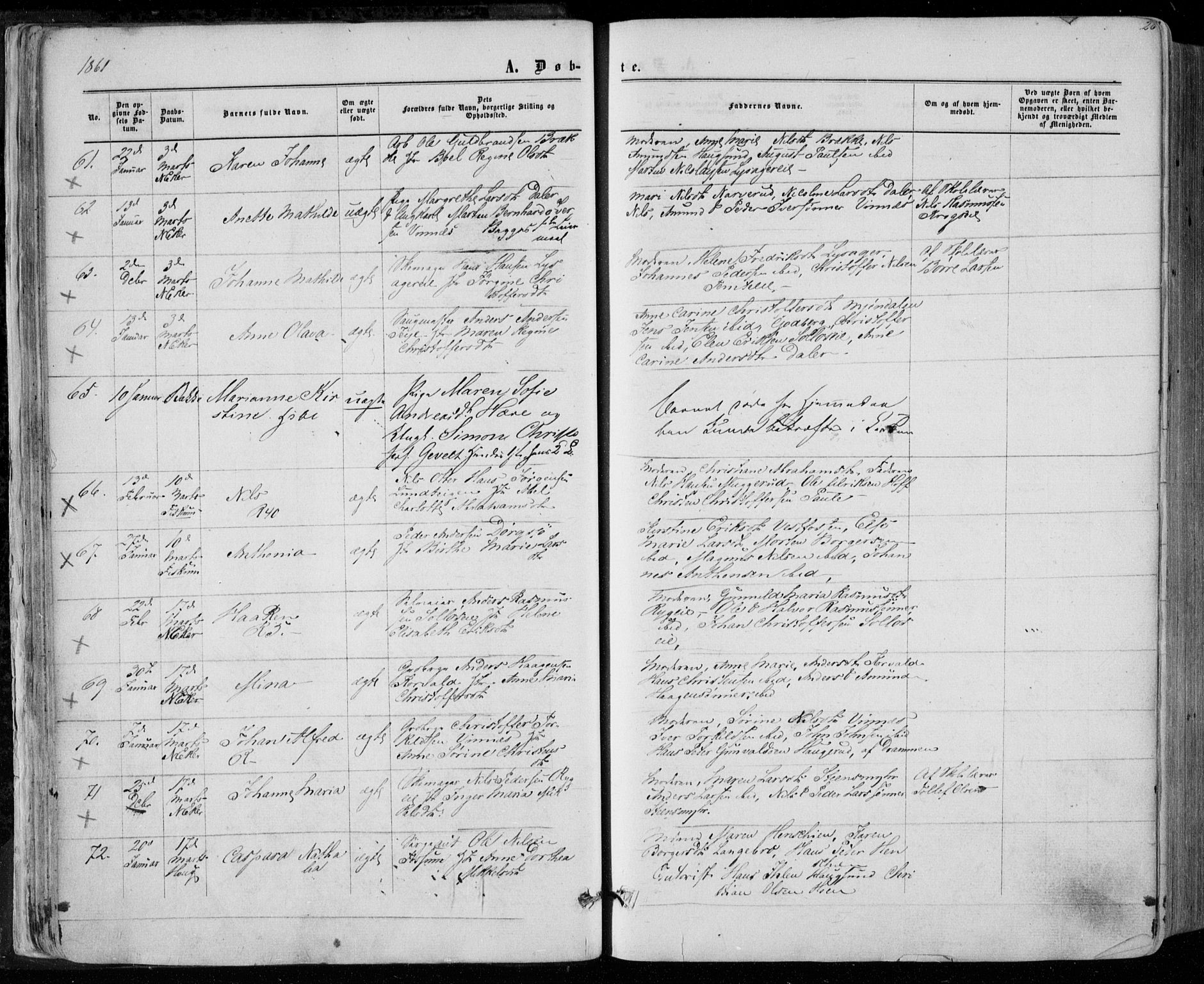 Eiker kirkebøker, AV/SAKO-A-4/F/Fa/L0016: Parish register (official) no. I 16, 1860-1868, p. 26