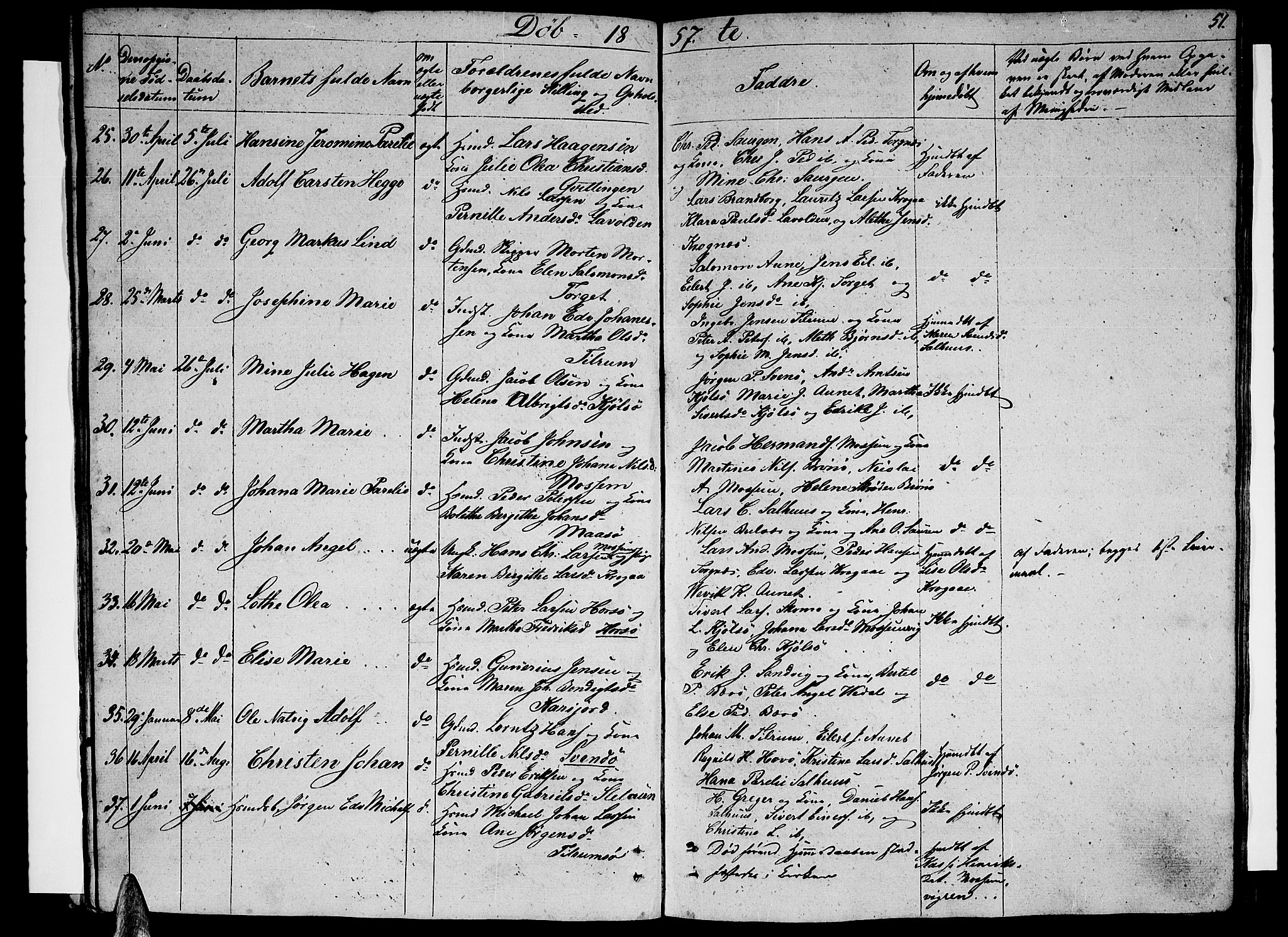 Ministerialprotokoller, klokkerbøker og fødselsregistre - Nordland, SAT/A-1459/813/L0211: Parish register (copy) no. 813C03, 1842-1863, p. 51