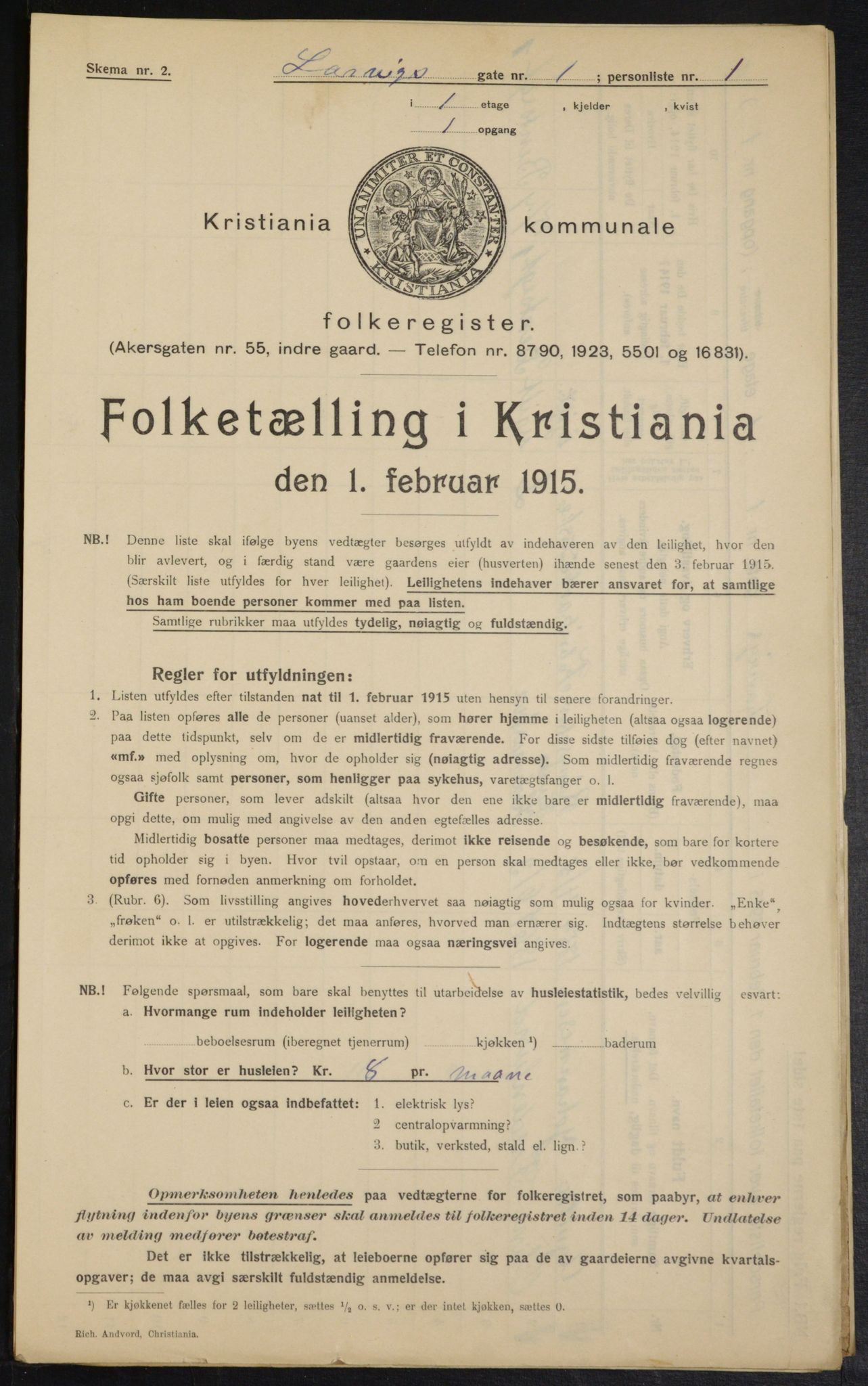 OBA, Municipal Census 1915 for Kristiania, 1915, p. 56575