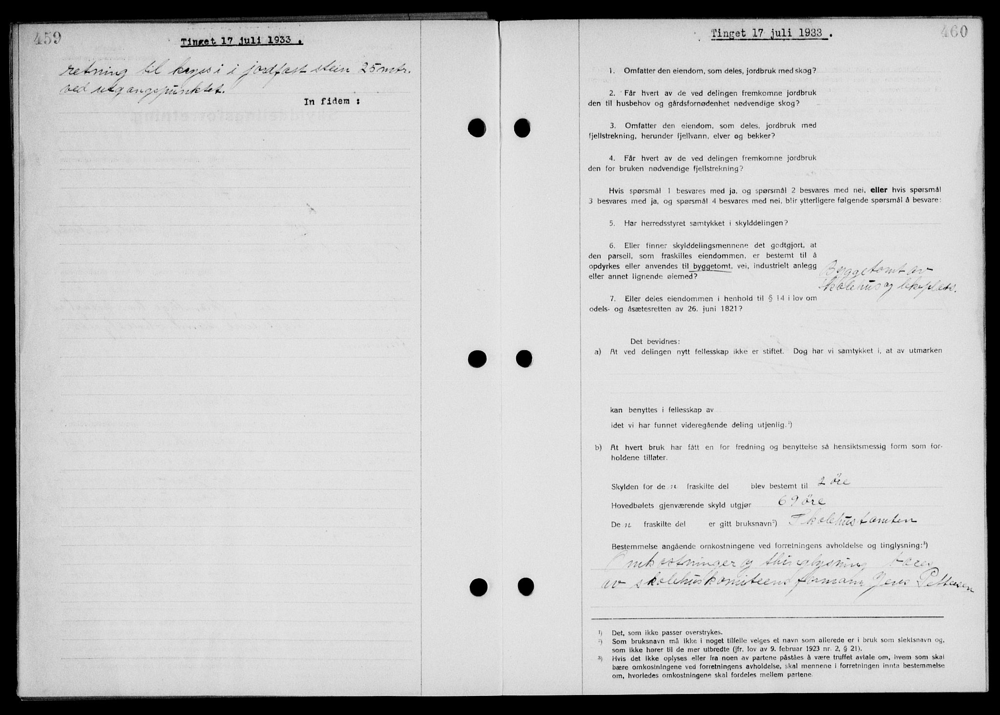 Steigen og Ofoten sorenskriveri, SAT/A-0030/1/2/2C/L0023/0002: Mortgage book no. 26-II og 27, 1933-1934, Deed date: 17.07.1933