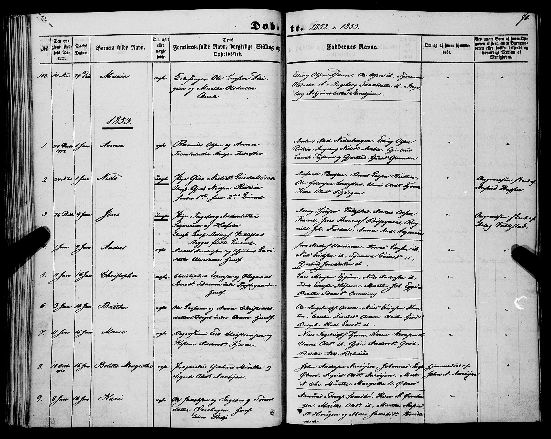 Sogndal sokneprestembete, SAB/A-81301/H/Haa/Haaa/L0012I: Parish register (official) no. A 12I, 1847-1859, p. 70