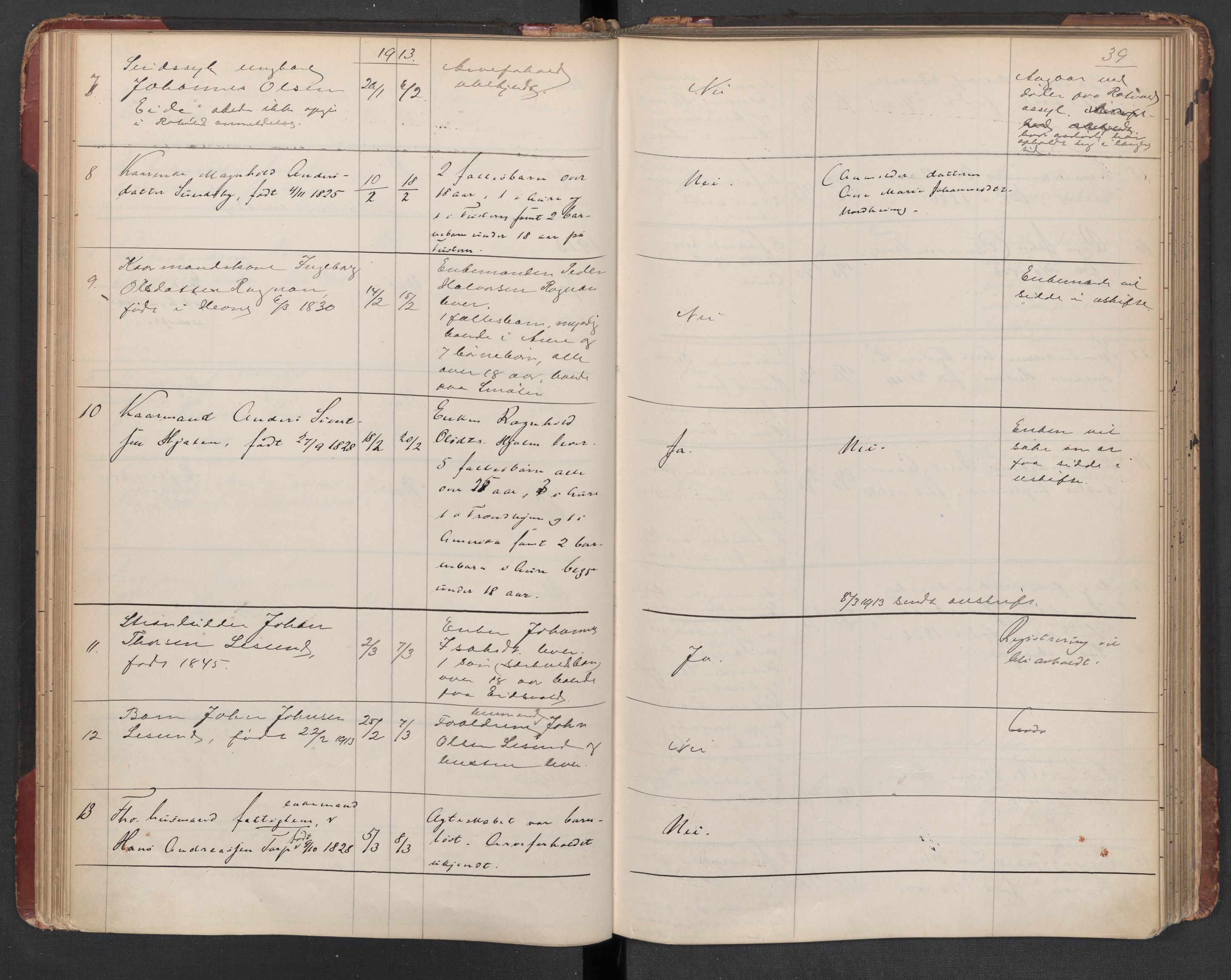 Aure lensmannskontor, AV/SAT-A-1088/1/02/L0003: 2.01.03 Dødsfallsprotokoll, 1906-1926, p. 39