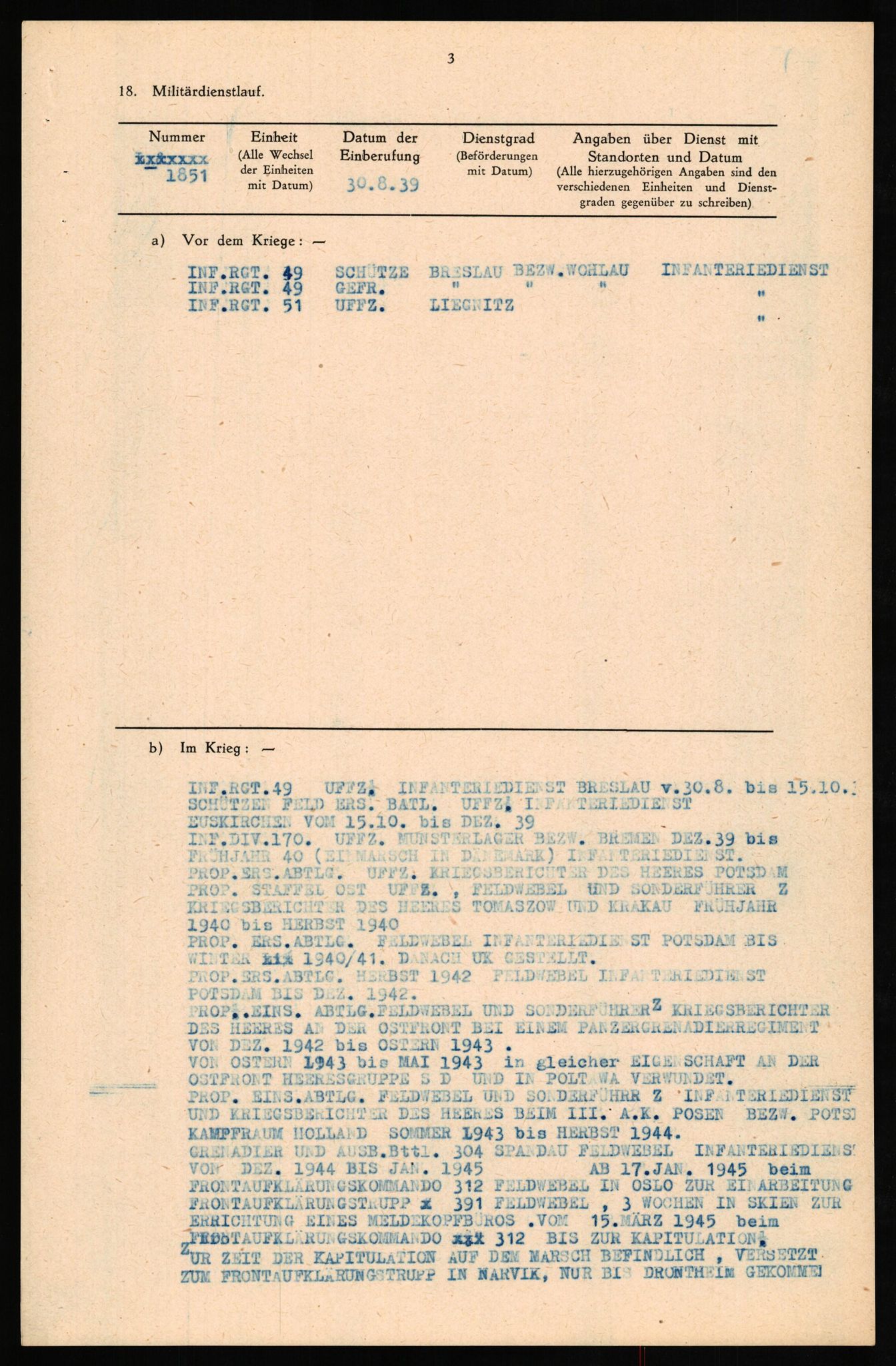 Forsvaret, Forsvarets overkommando II, AV/RA-RAFA-3915/D/Db/L0024: CI Questionaires. Tyske okkupasjonsstyrker i Norge. Tyskere., 1945-1946, p. 58