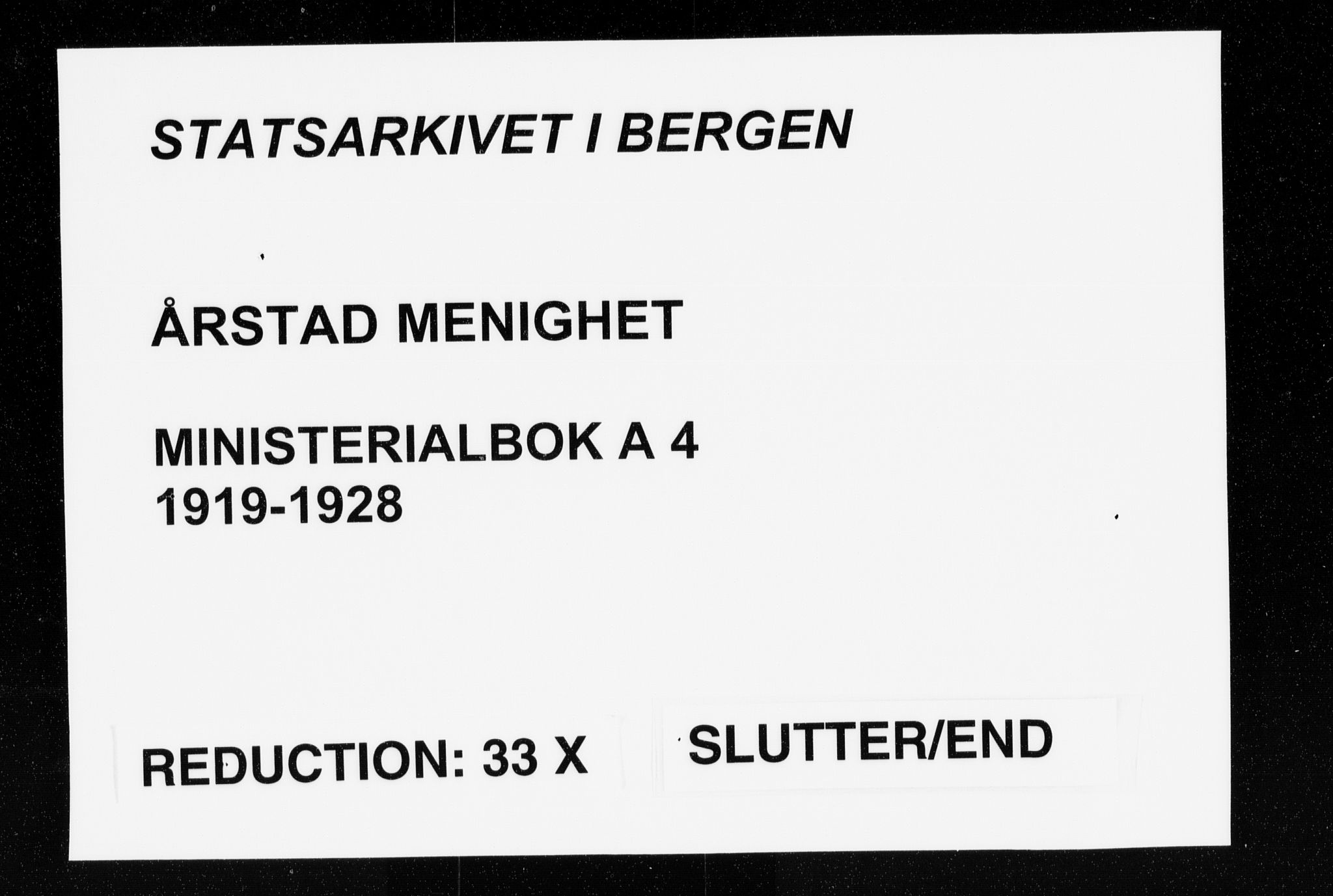 Årstad Sokneprestembete, AV/SAB-A-79301/H/Haa/L0004: Parish register (official) no. A 4, 1919-1928