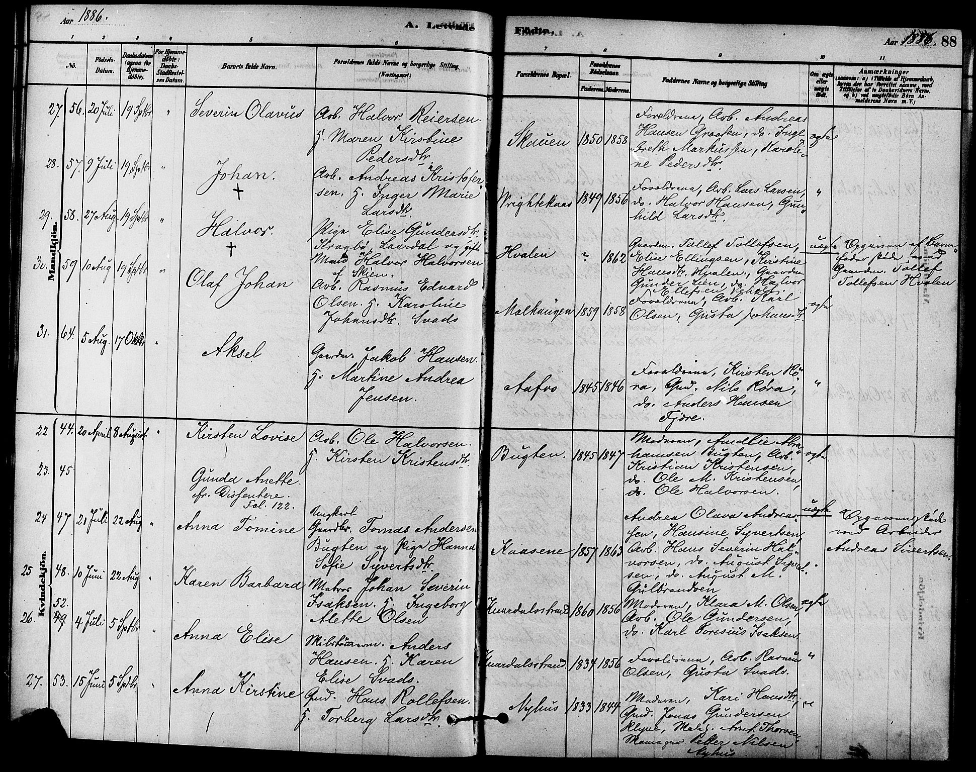 Solum kirkebøker, AV/SAKO-A-306/F/Fa/L0009: Parish register (official) no. I 9, 1877-1887, p. 88