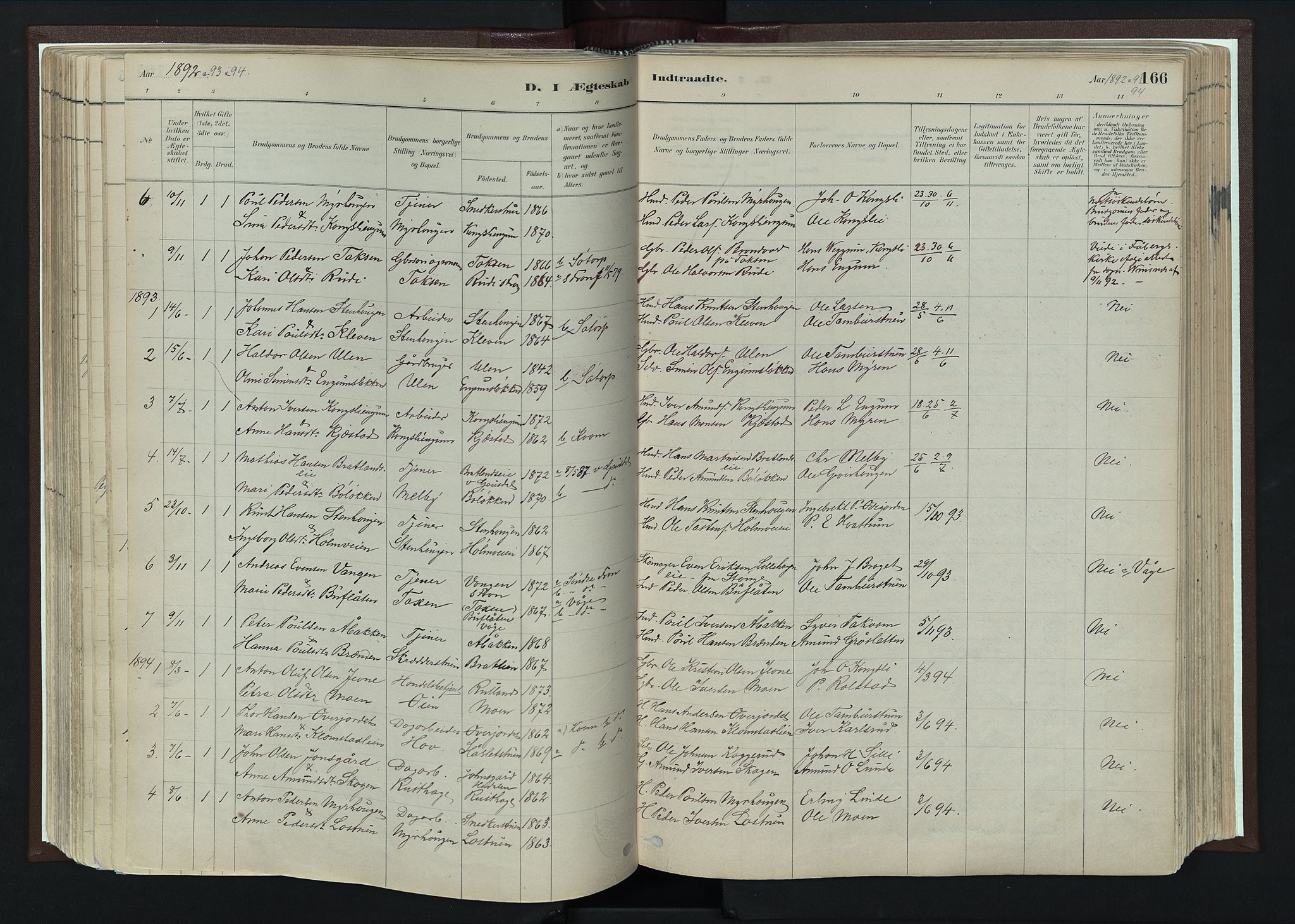 Nord-Fron prestekontor, AV/SAH-PREST-080/H/Ha/Haa/L0004: Parish register (official) no. 4, 1884-1914, p. 166