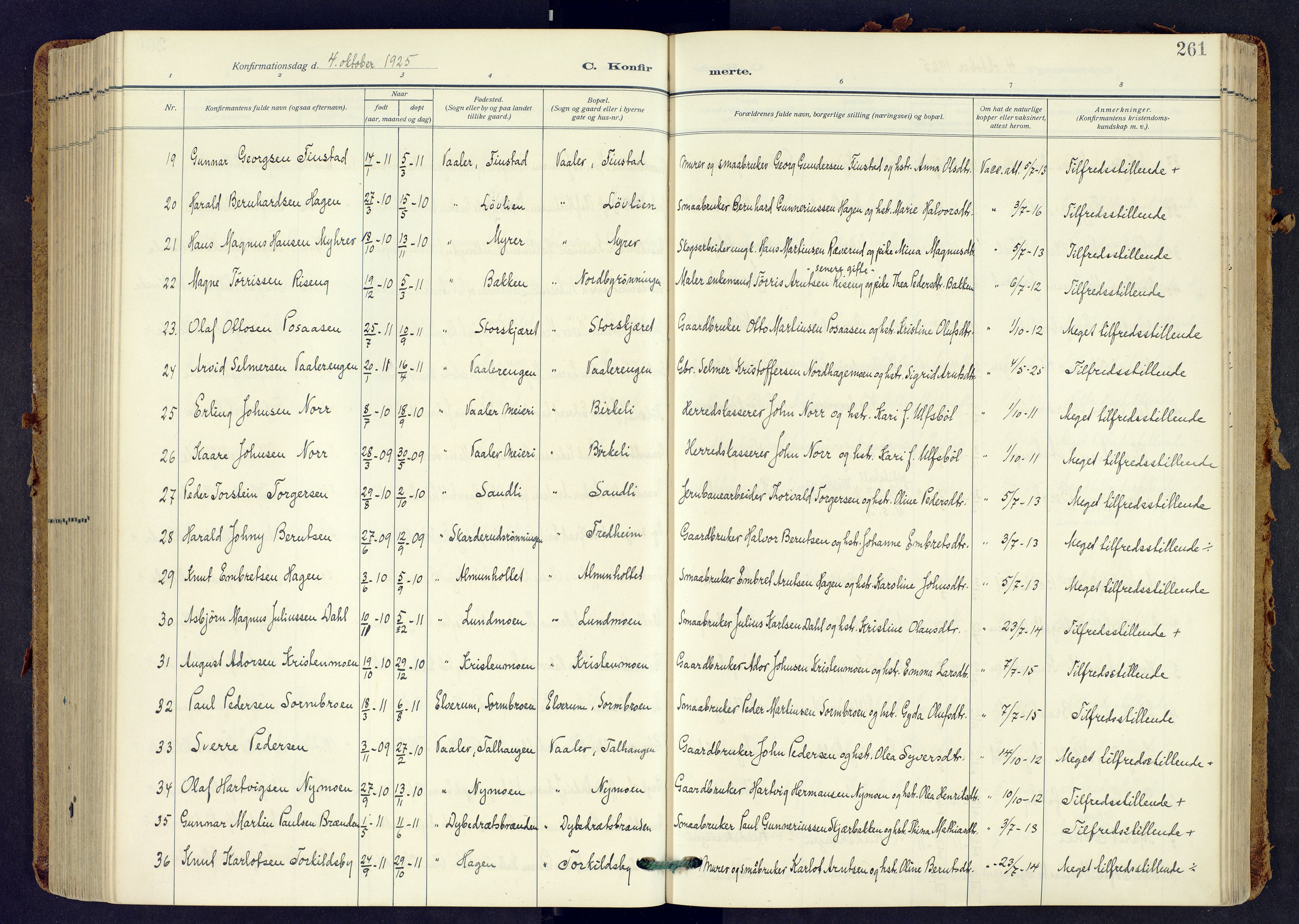 Våler prestekontor, Hedmark, AV/SAH-PREST-040/H/Ha/Haa/L0009: Parish register (official) no. 9, 1912-1940, p. 261