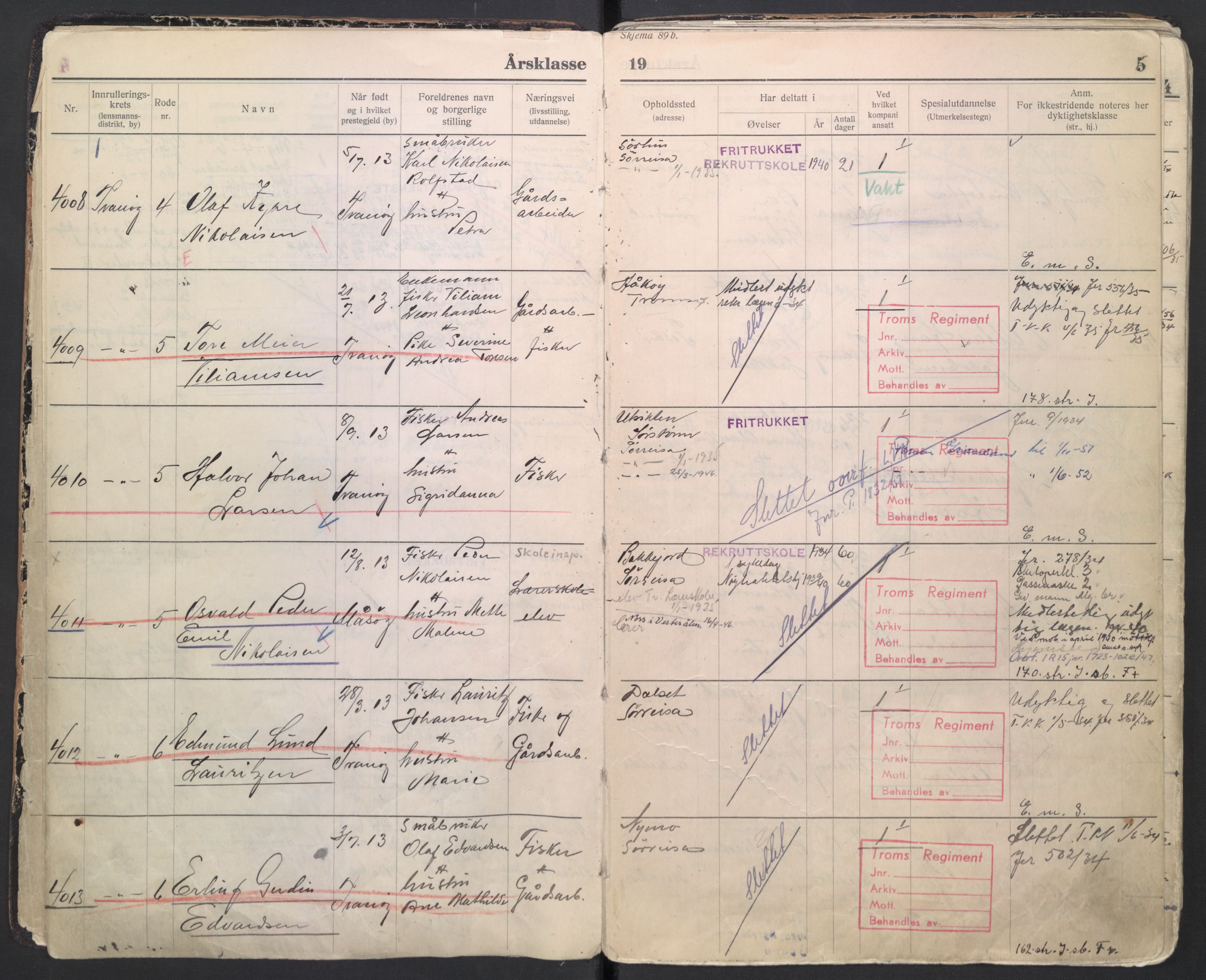 Forsvaret, Troms infanteriregiment nr. 16, AV/RA-RAFA-3146/P/Pa/L0006/0007: Ruller / Rulle for regimentets menige mannskaper, årsklasse 1934, 1934, p. 5