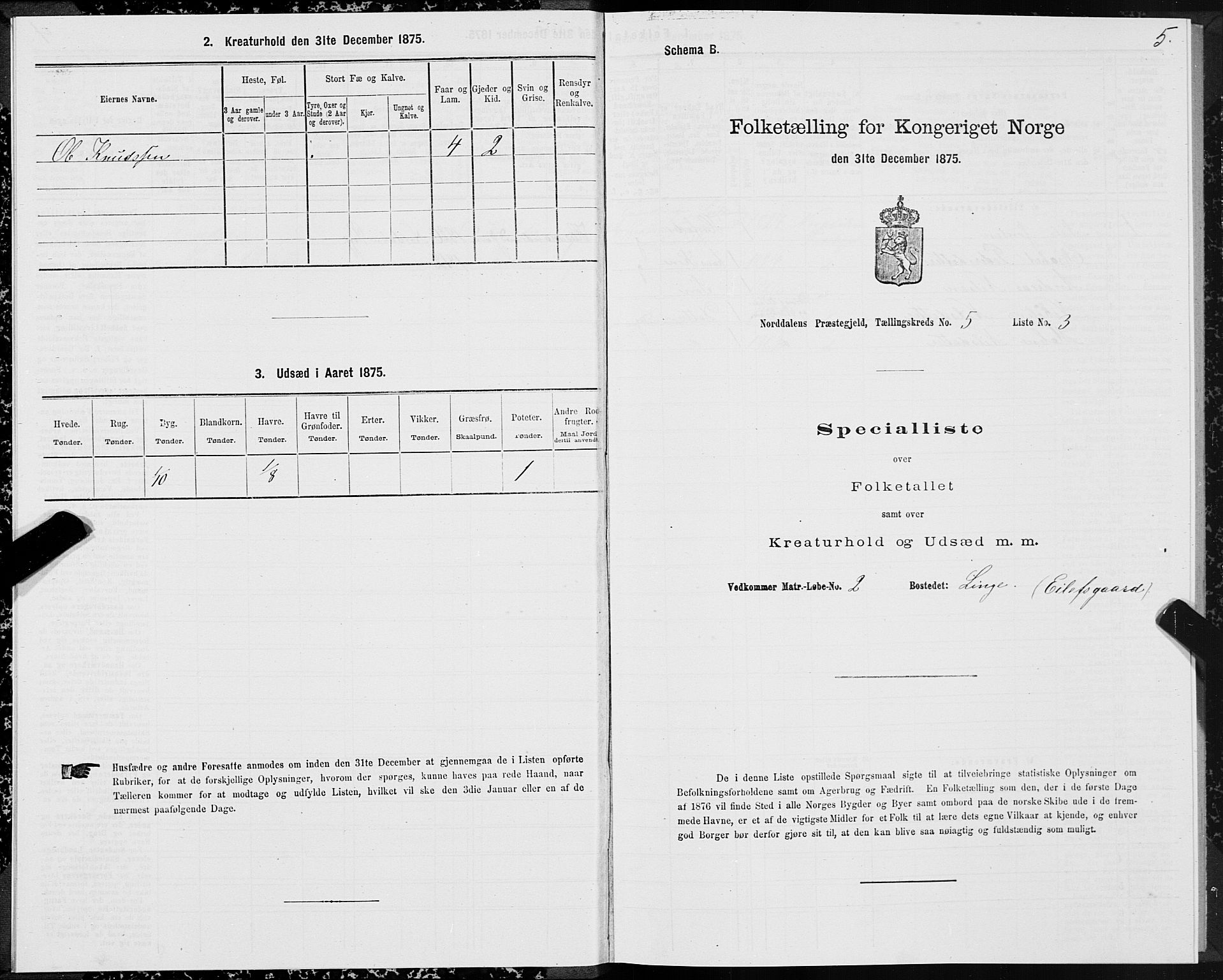 SAT, 1875 census for 1524P Norddal, 1875, p. 3005