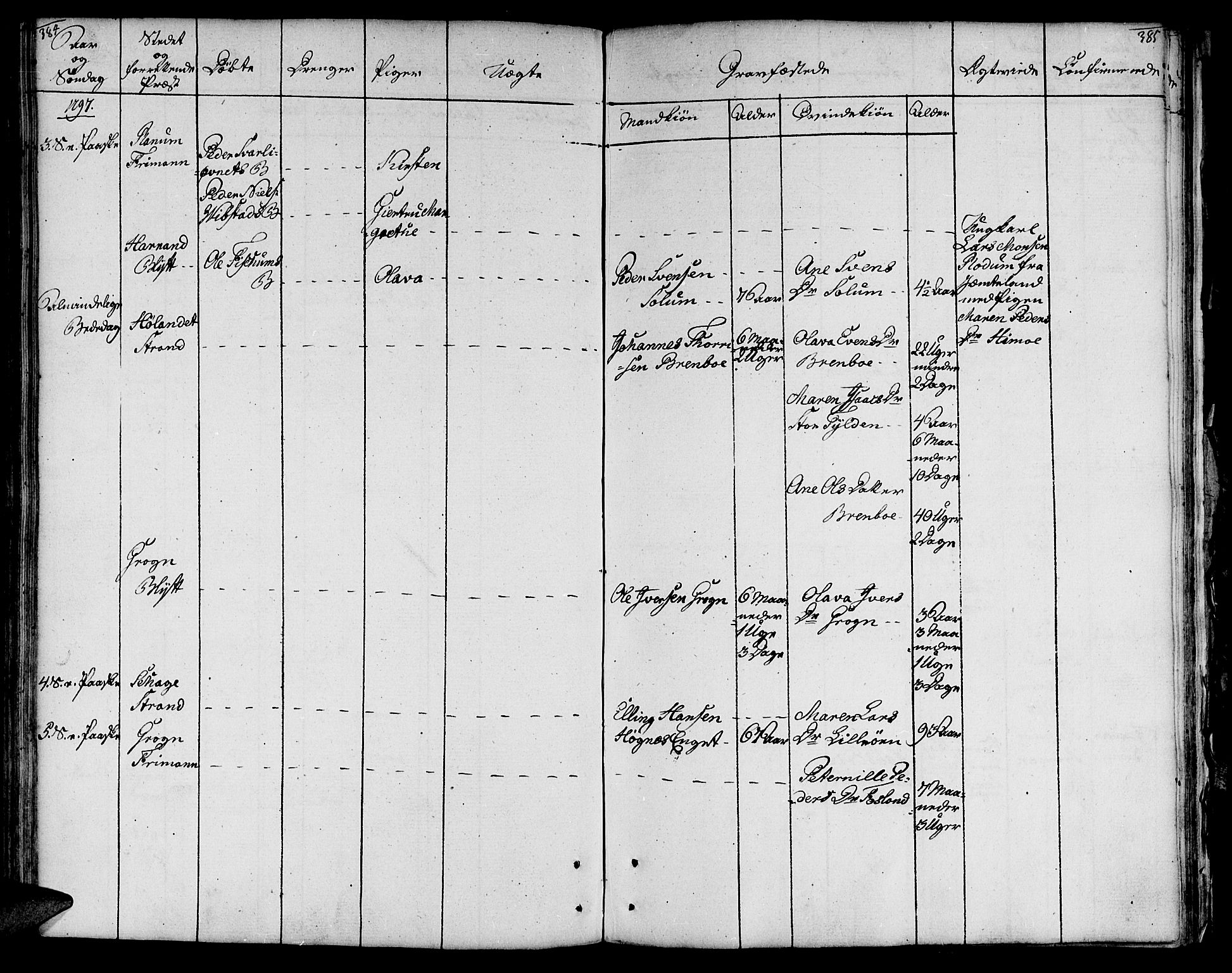 Ministerialprotokoller, klokkerbøker og fødselsregistre - Nord-Trøndelag, AV/SAT-A-1458/764/L0544: Parish register (official) no. 764A04, 1780-1798, p. 384-385