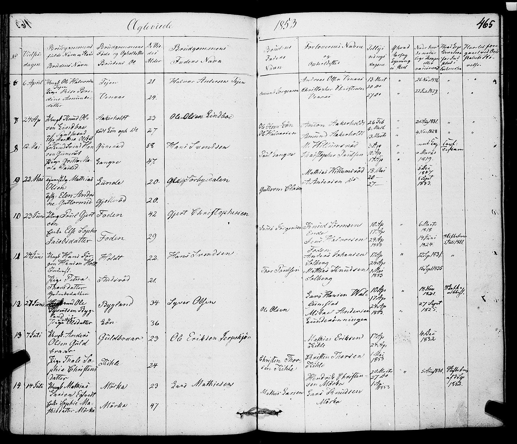 Ramnes kirkebøker, AV/SAKO-A-314/F/Fa/L0005: Parish register (official) no. I 5, 1841-1861, p. 464-465