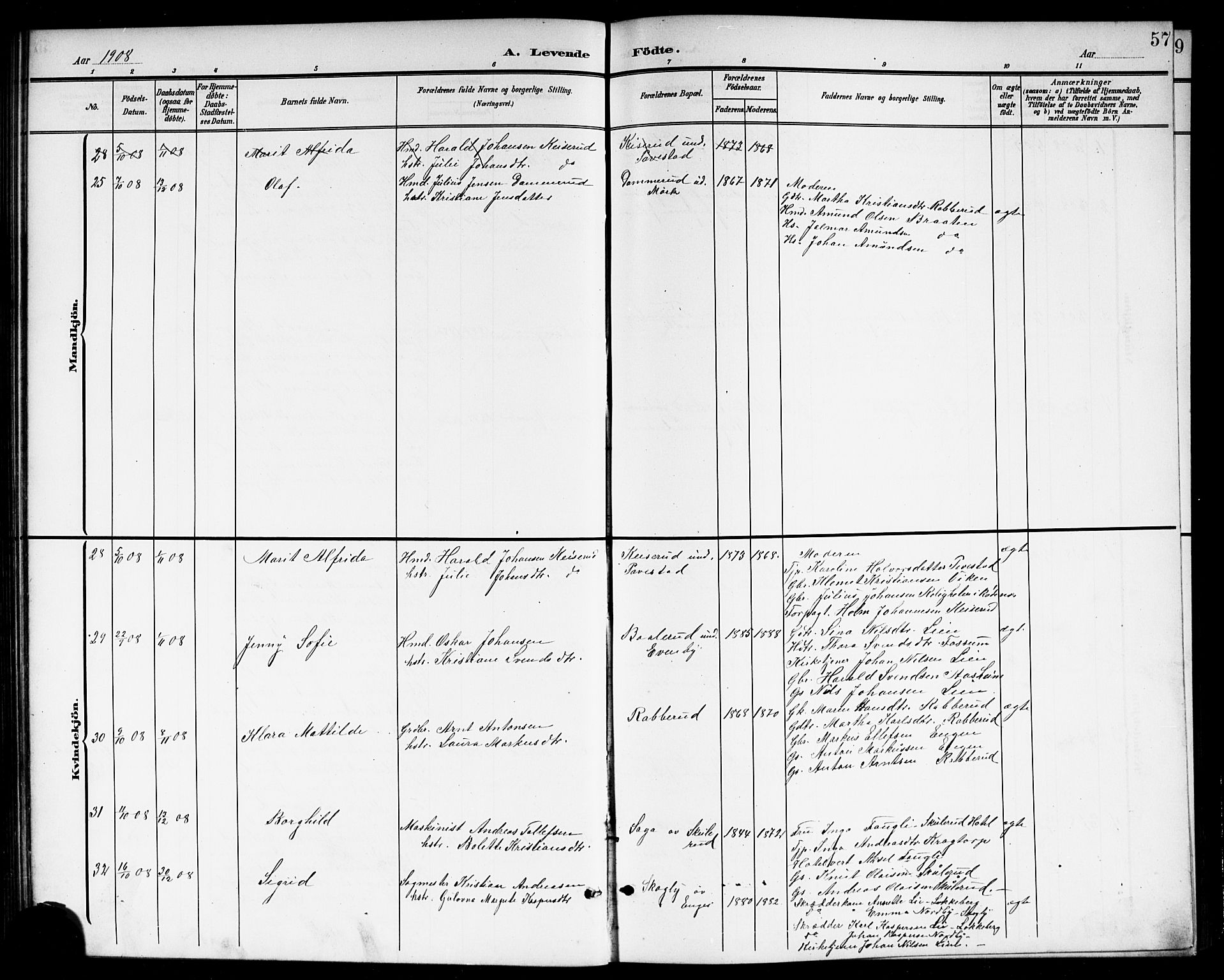 Høland prestekontor Kirkebøker, AV/SAO-A-10346a/G/Gb/L0001: Parish register (copy) no. II 1, 1902-1919, p. 57