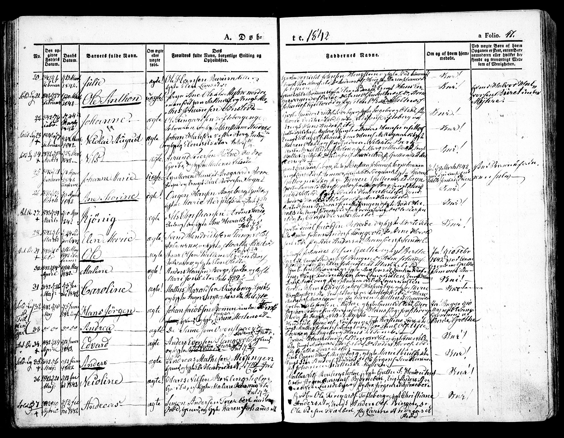 Råde prestekontor kirkebøker, AV/SAO-A-2009/F/Fa/L0005: Parish register (official) no. 5, 1830-1853, p. 47