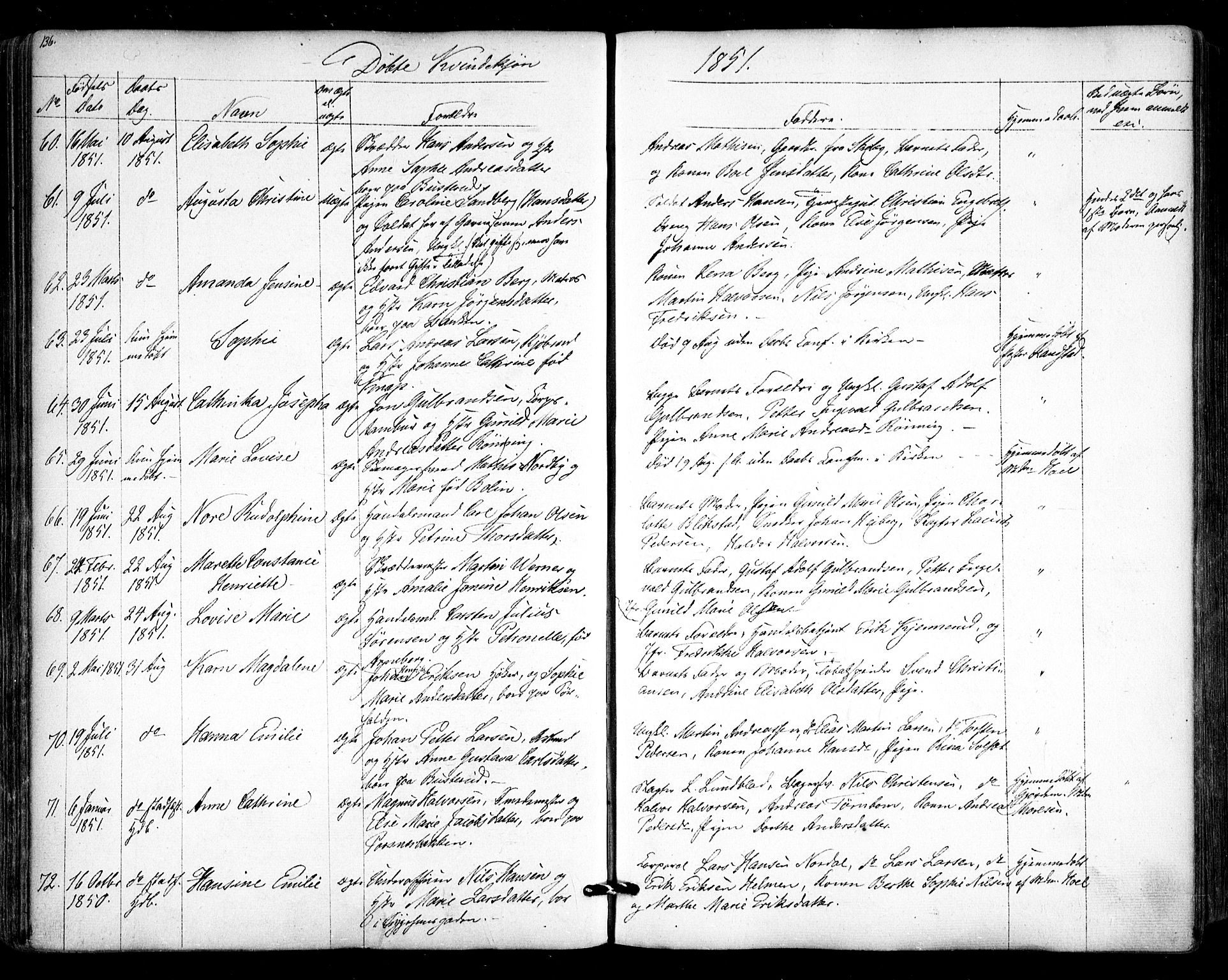 Halden prestekontor Kirkebøker, AV/SAO-A-10909/F/Fa/L0006: Parish register (official) no. I 6, 1845-1856, p. 136