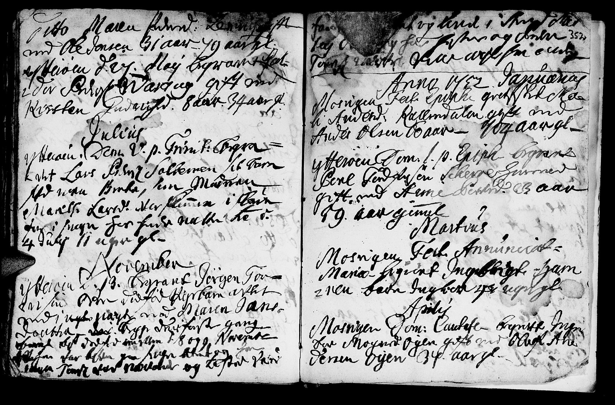 Ministerialprotokoller, klokkerbøker og fødselsregistre - Nord-Trøndelag, SAT/A-1458/722/L0215: Parish register (official) no. 722A02, 1718-1755, p. 352