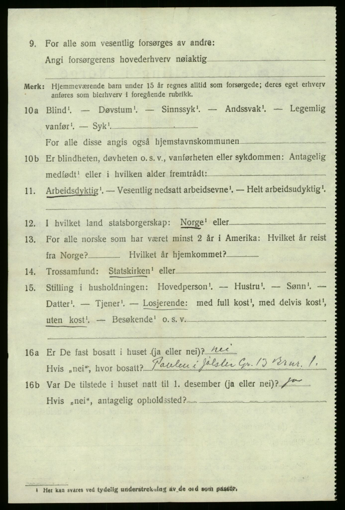 SAB, 1920 census for Jølster, 1920, p. 2925