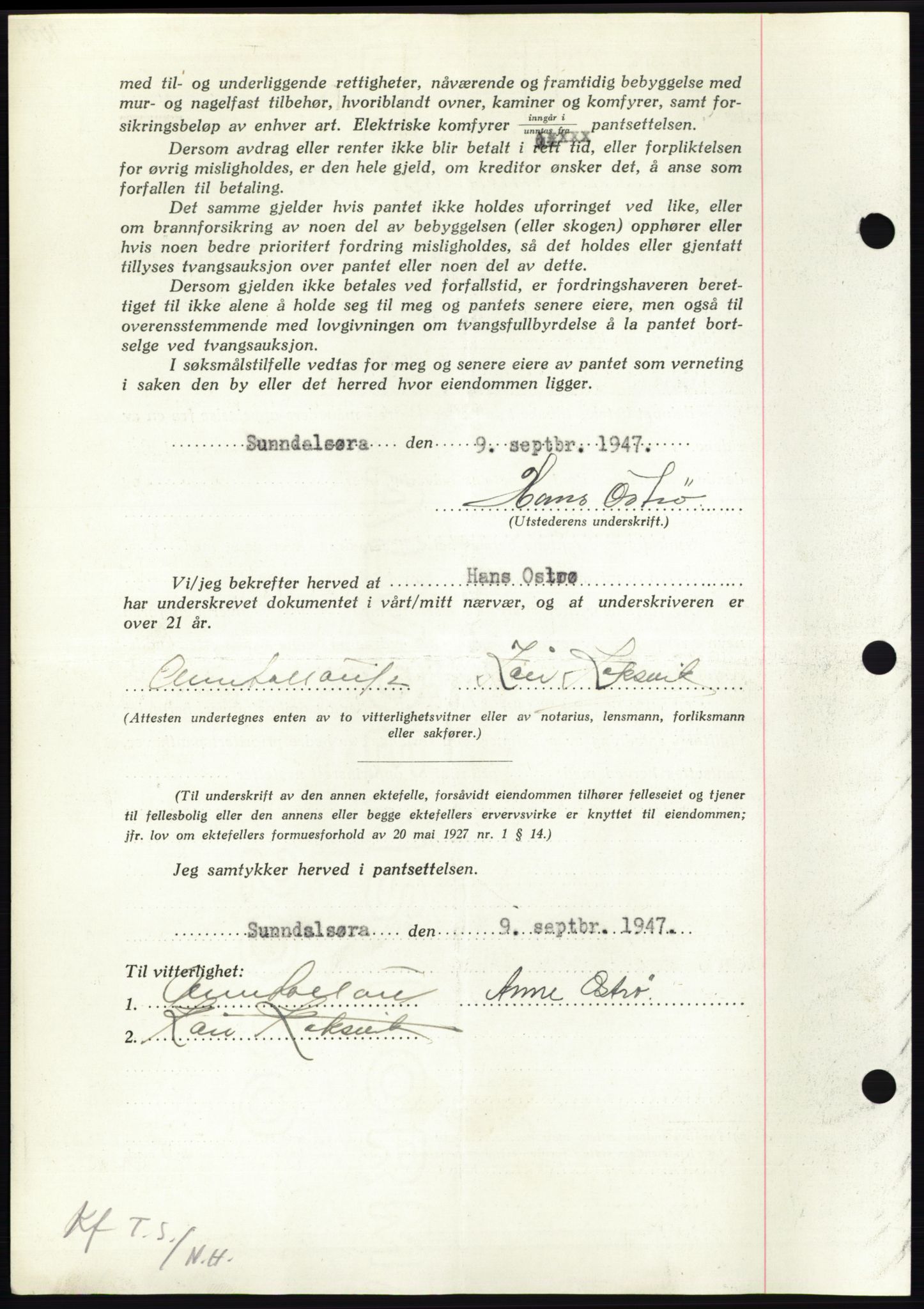 Nordmøre sorenskriveri, AV/SAT-A-4132/1/2/2Ca: Mortgage book no. B96, 1947-1947, Diary no: : 2072/1947