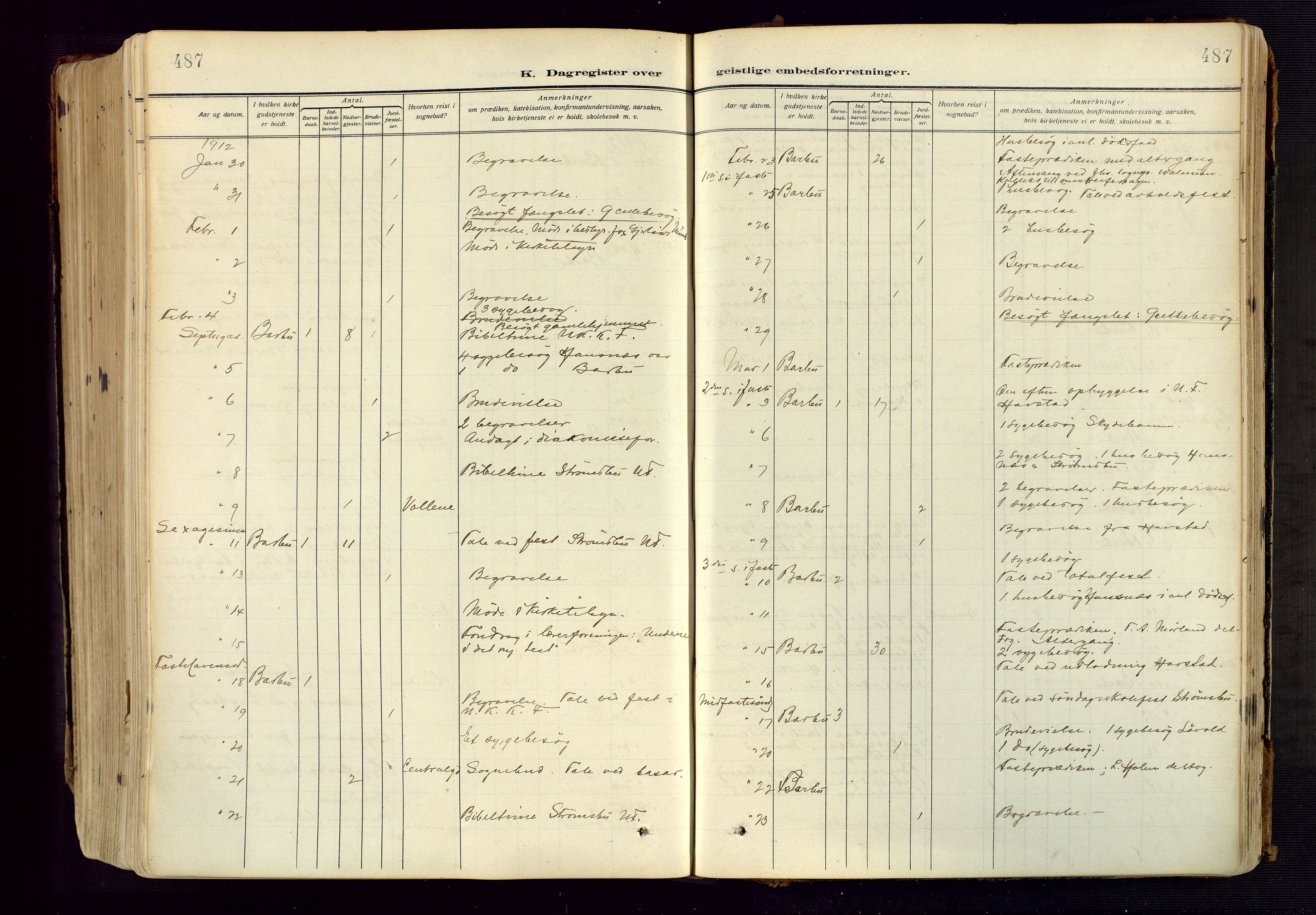 Barbu sokneprestkontor, AV/SAK-1111-0003/F/Fa/L0006: Parish register (official) no. A 6, 1910-1929, p. 487