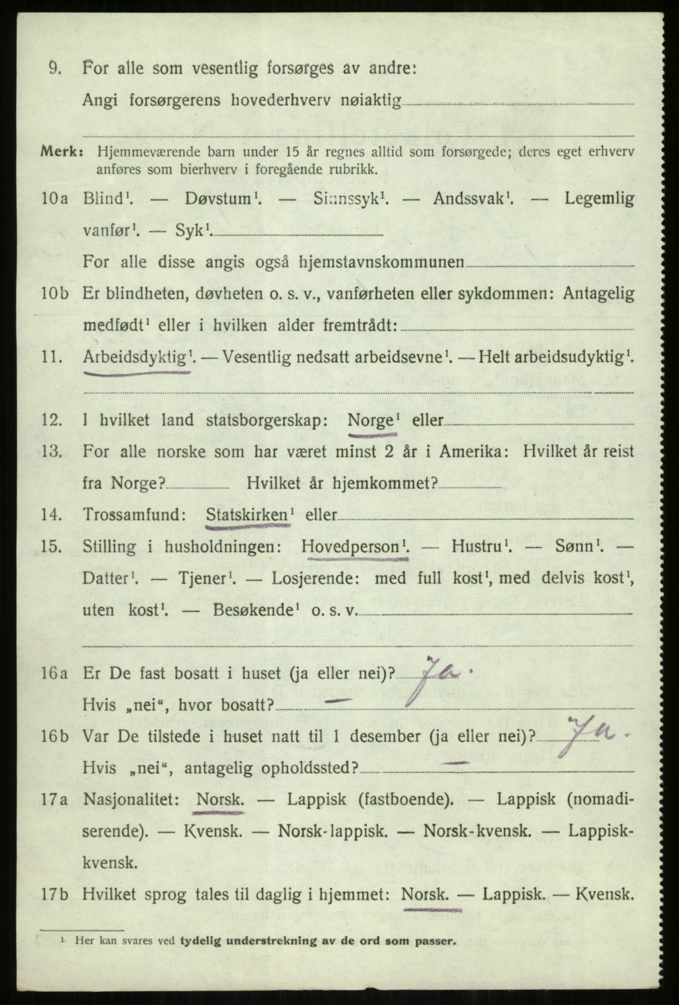 SATØ, 1920 census for Tranøy, 1920, p. 1156