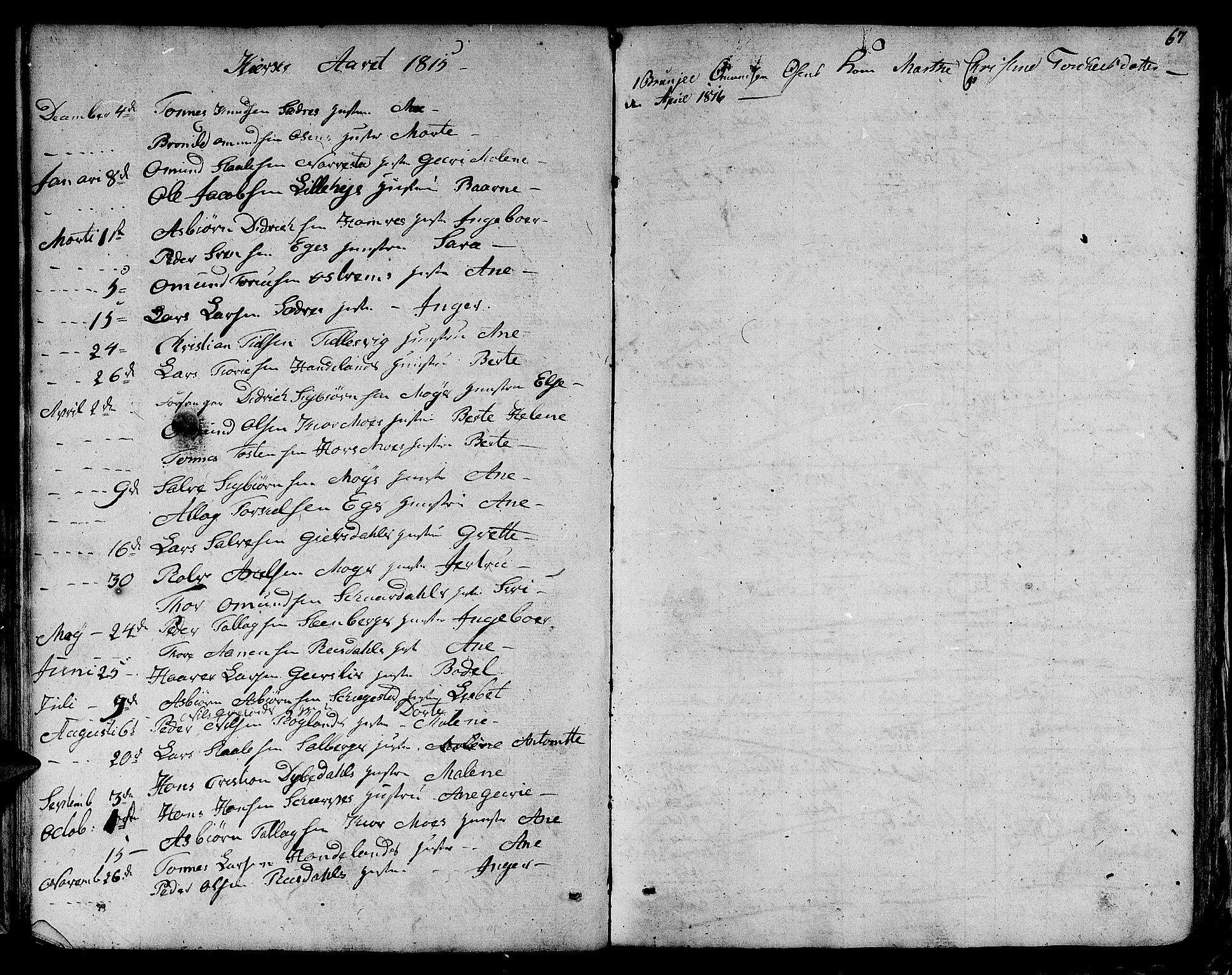 Lund sokneprestkontor, AV/SAST-A-101809/S06/L0004: Parish register (official) no. A 4 /1, 1801-1864, p. 67