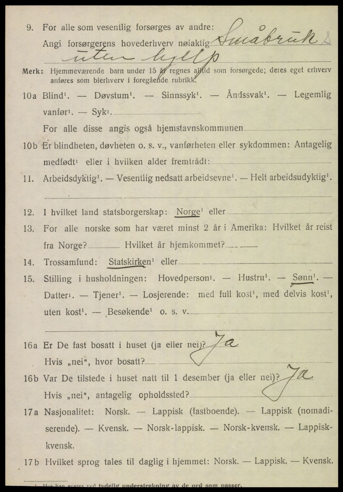 SAT, 1920 census for Brønnøy, 1920, p. 2219