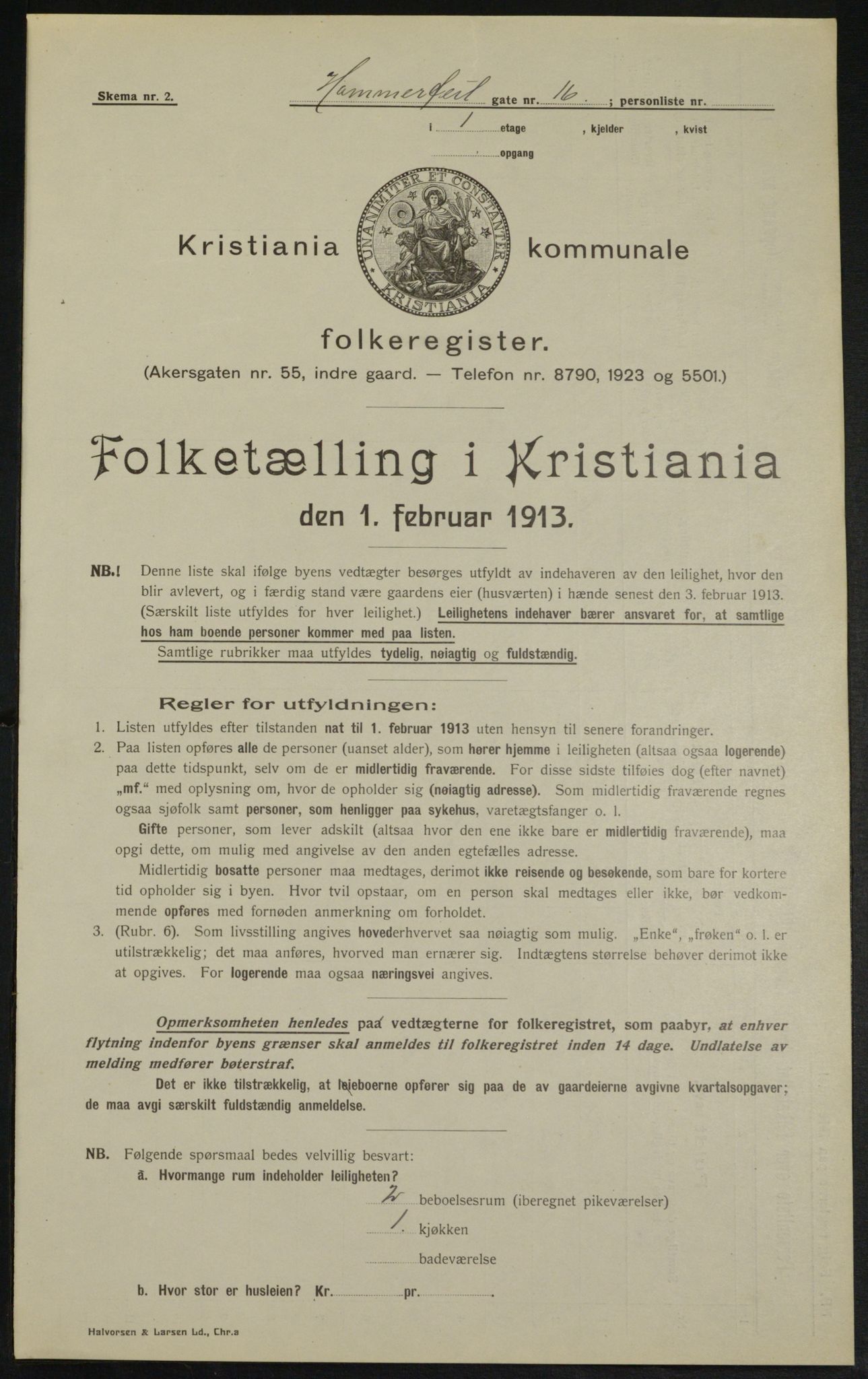 OBA, Municipal Census 1913 for Kristiania, 1913, p. 34375