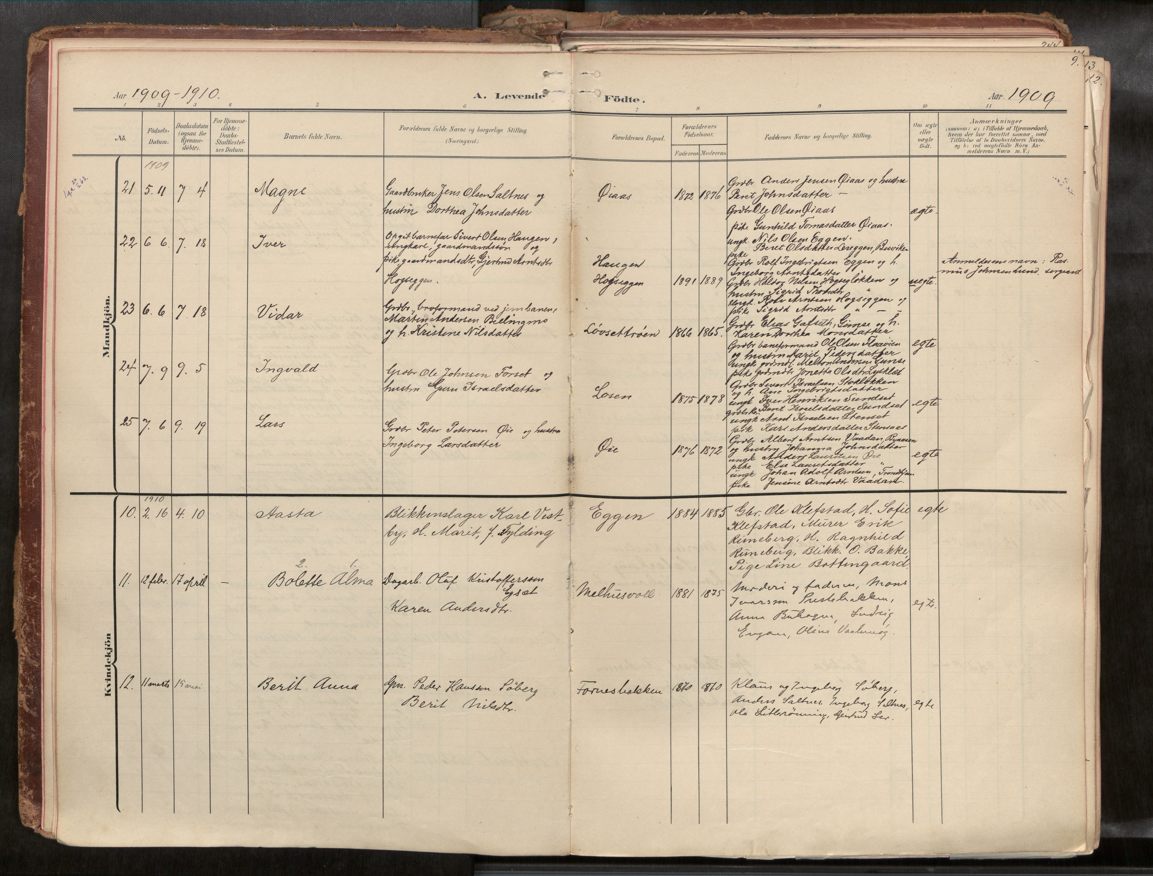 Ministerialprotokoller, klokkerbøker og fødselsregistre - Sør-Trøndelag, AV/SAT-A-1456/691/L1085b: Parish register (official) no. 691A18, 1908-1930, p. 9