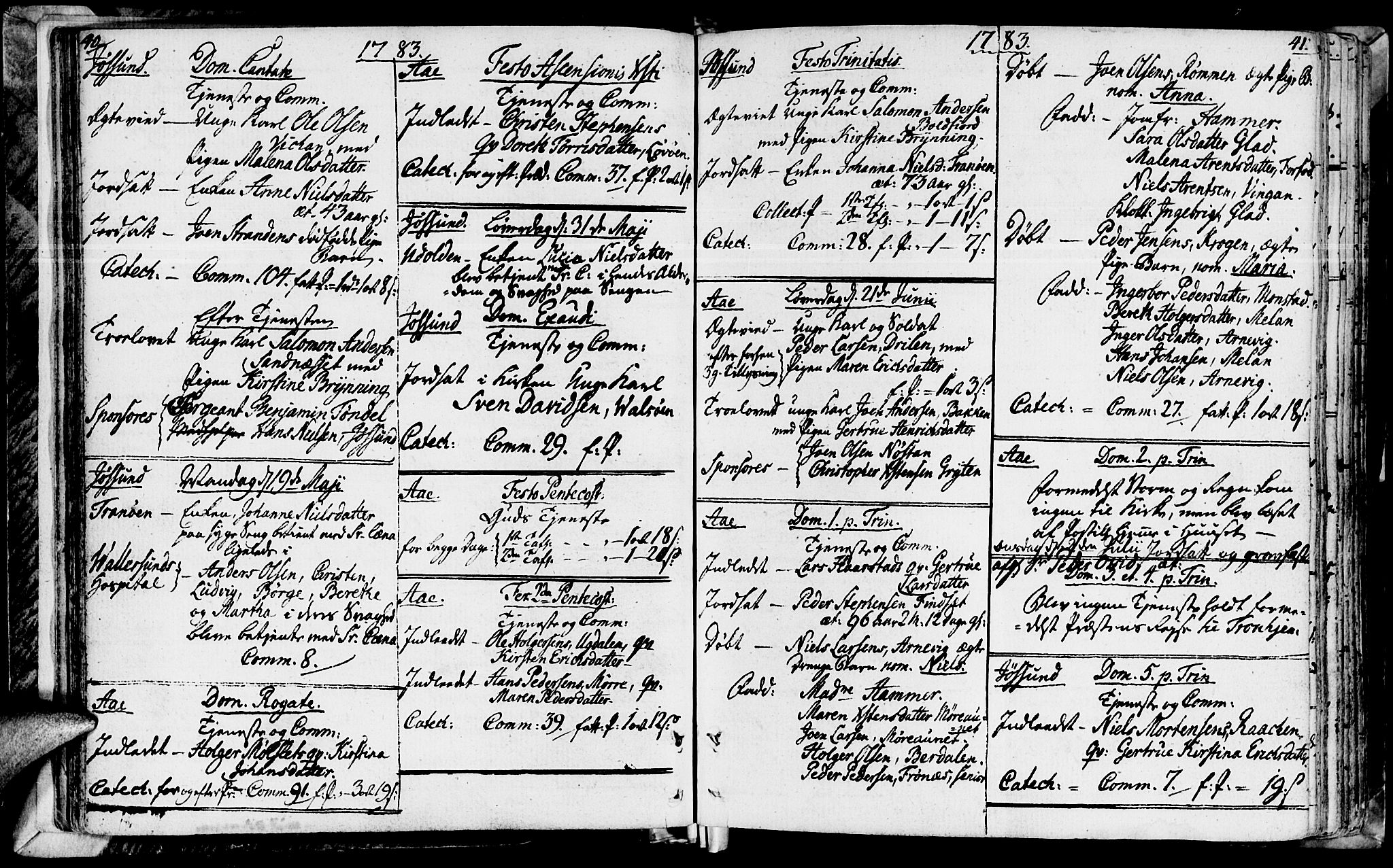 Ministerialprotokoller, klokkerbøker og fødselsregistre - Sør-Trøndelag, AV/SAT-A-1456/655/L0673: Parish register (official) no. 655A02, 1780-1801, p. 40-41