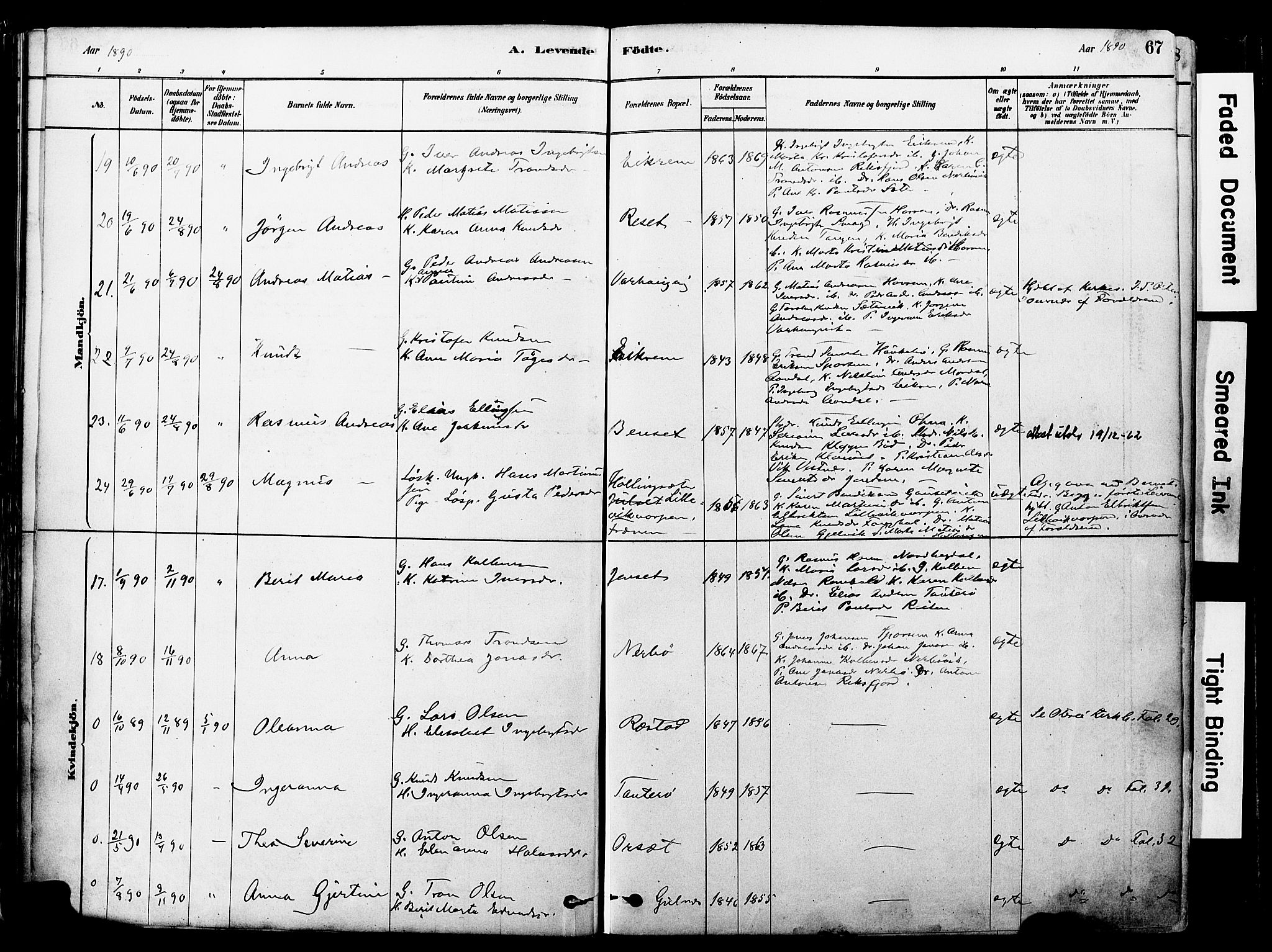 Ministerialprotokoller, klokkerbøker og fødselsregistre - Møre og Romsdal, AV/SAT-A-1454/560/L0721: Parish register (official) no. 560A05, 1878-1917, p. 67