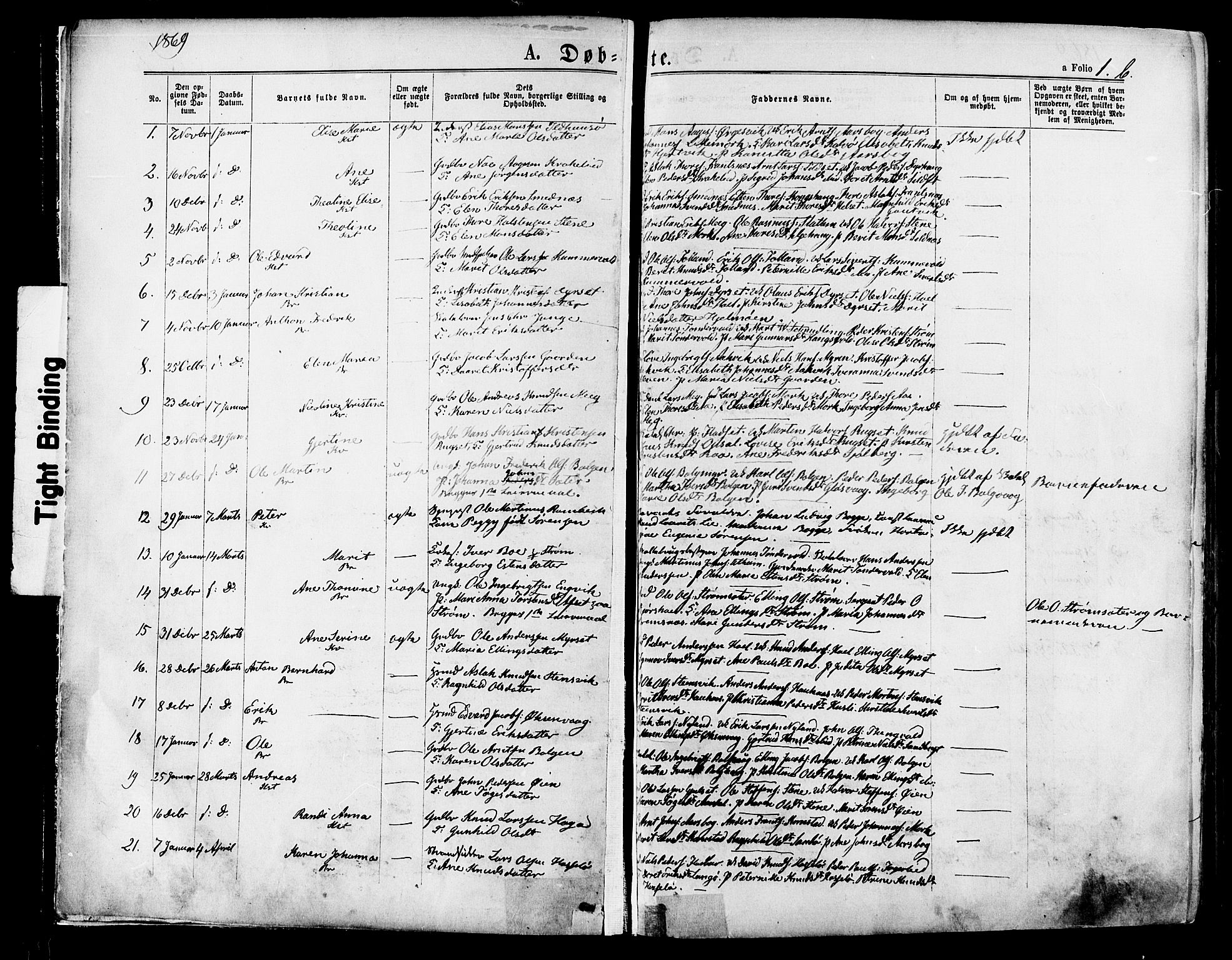 Ministerialprotokoller, klokkerbøker og fødselsregistre - Møre og Romsdal, SAT/A-1454/568/L0805: Parish register (official) no. 568A12 /1, 1869-1884, p. 1