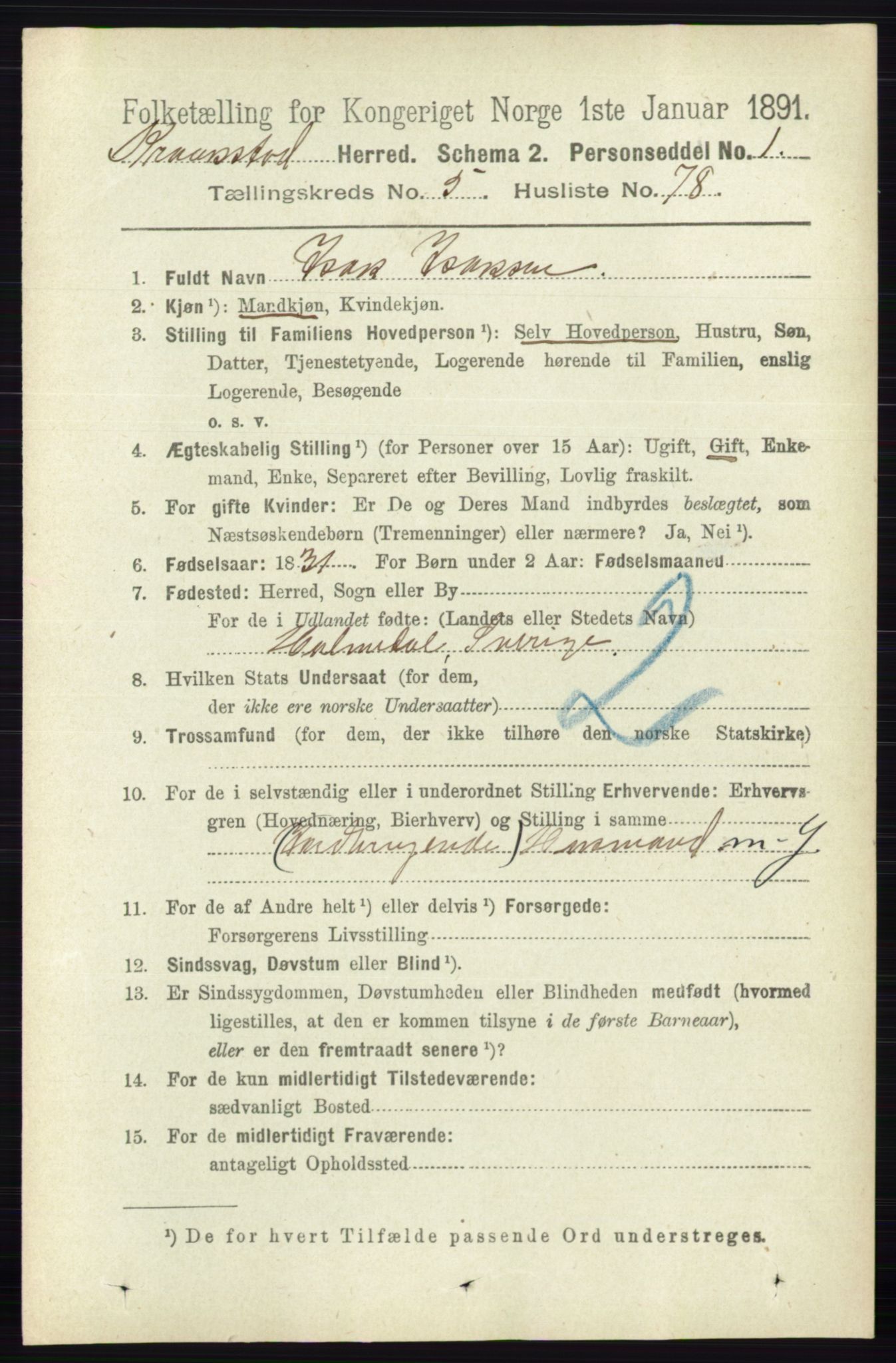 RA, 1891 census for 0212 Kråkstad, 1891, p. 2918