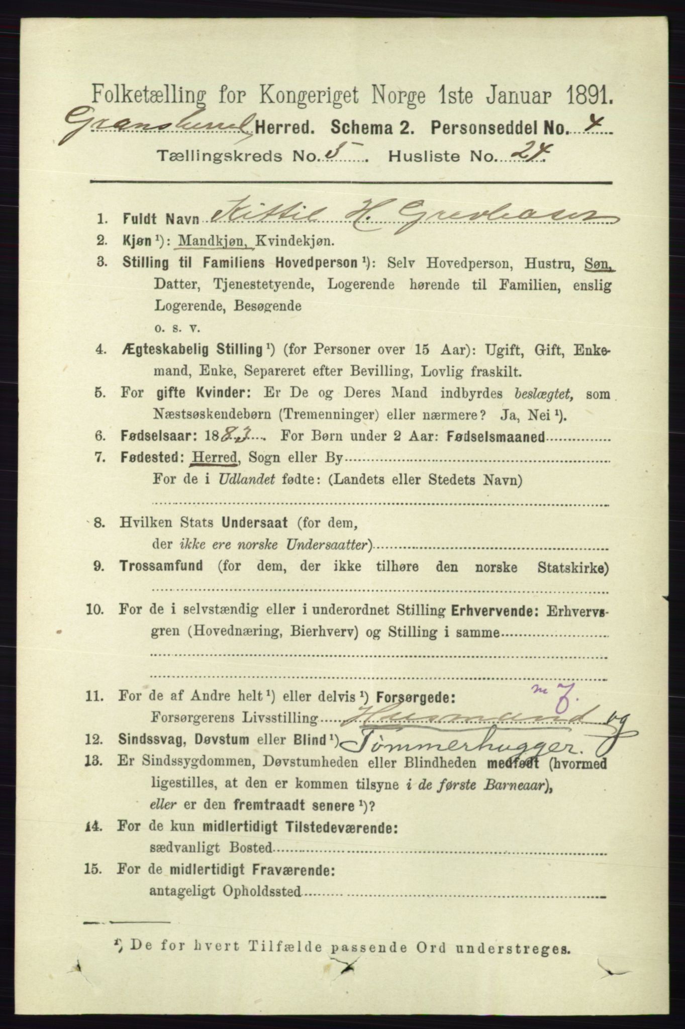 RA, 1891 census for 0824 Gransherad, 1891, p. 972