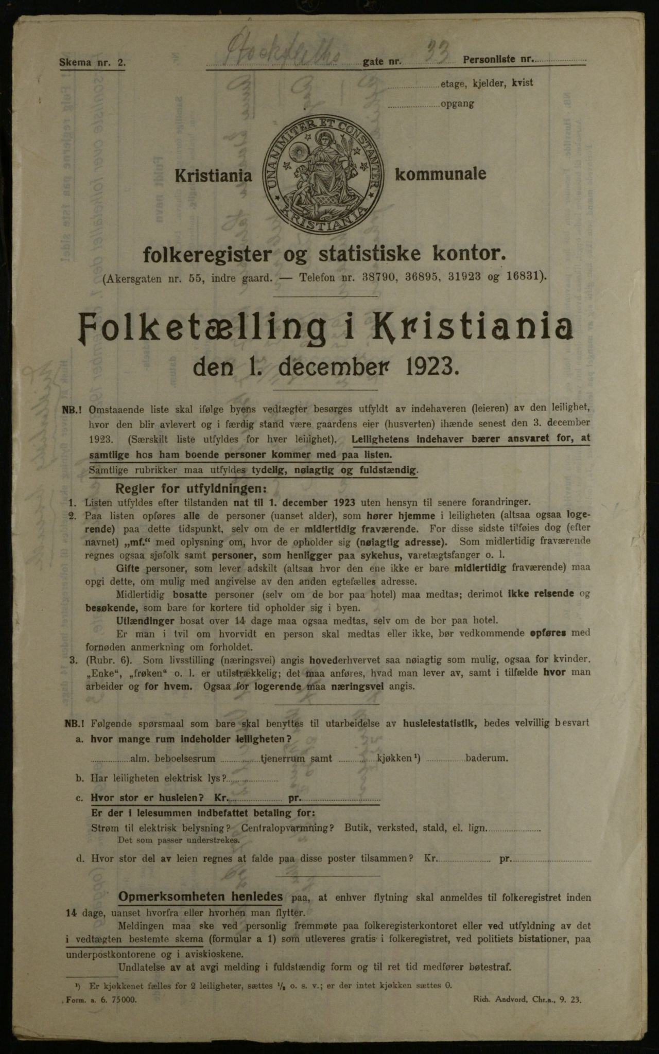 OBA, Municipal Census 1923 for Kristiania, 1923, p. 112904