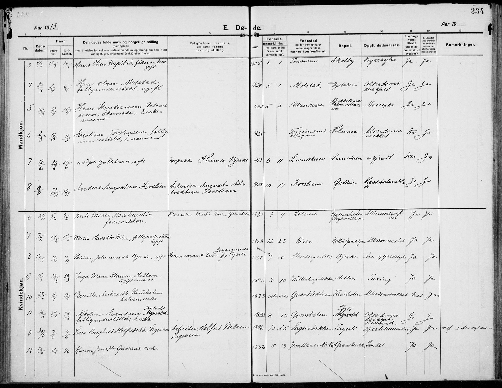 Kolbu prestekontor, AV/SAH-PREST-110/H/Ha/Haa/L0002: Parish register (official) no. 2, 1912-1926, p. 234