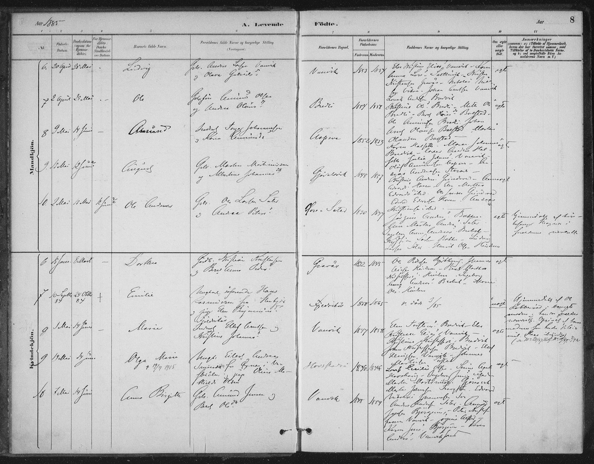 Ministerialprotokoller, klokkerbøker og fødselsregistre - Nord-Trøndelag, SAT/A-1458/702/L0023: Parish register (official) no. 702A01, 1883-1897, p. 8