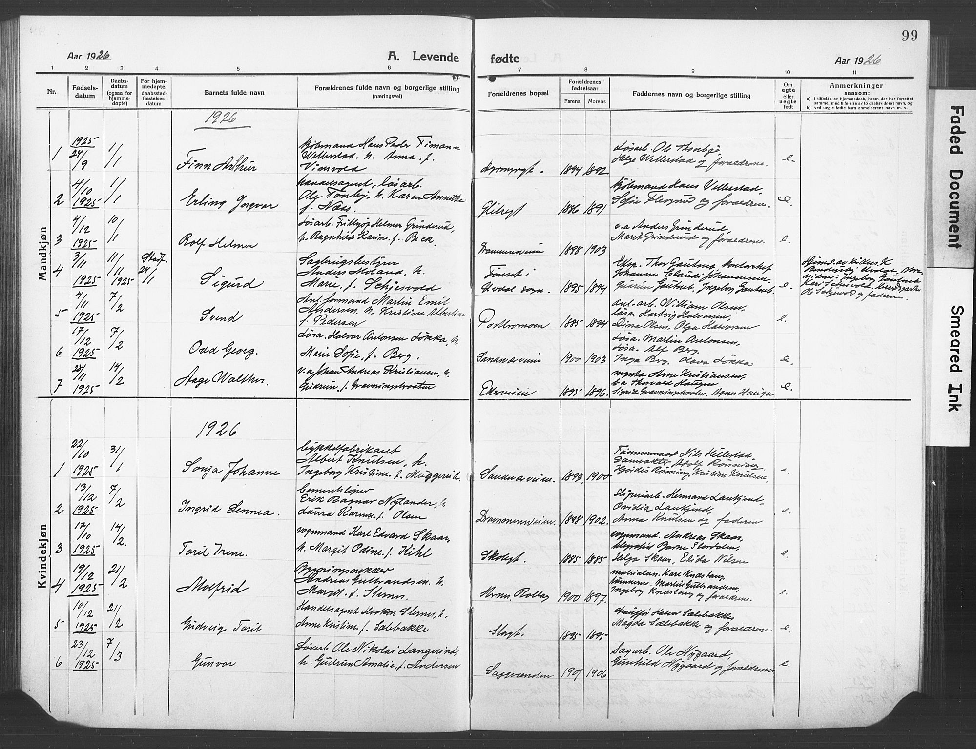 Kongsberg kirkebøker, SAKO/A-22/G/Ga/L0008: Parish register (copy) no. 8, 1915-1932, p. 99