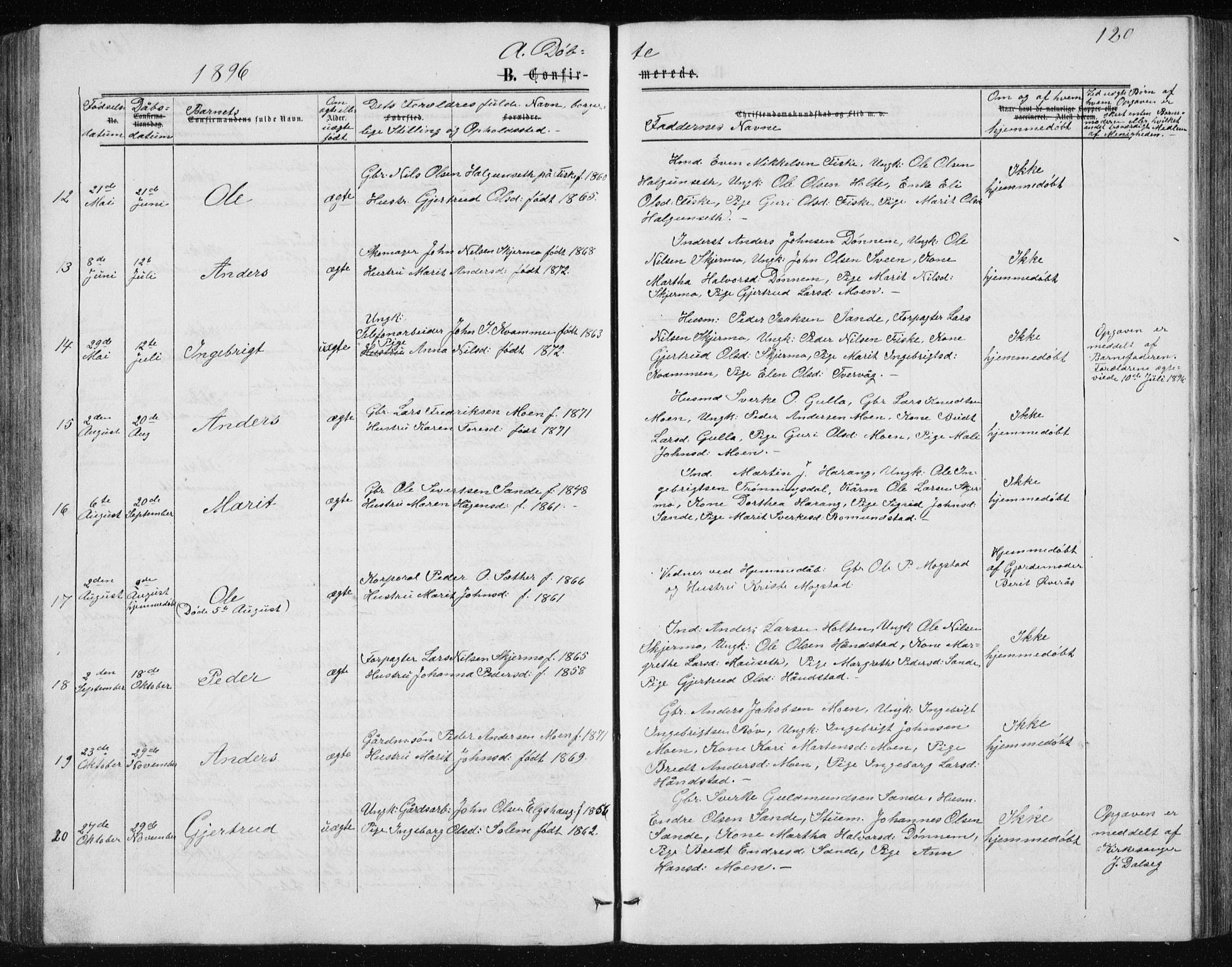 Ministerialprotokoller, klokkerbøker og fødselsregistre - Møre og Romsdal, AV/SAT-A-1454/597/L1064: Parish register (copy) no. 597C01, 1866-1898, p. 120