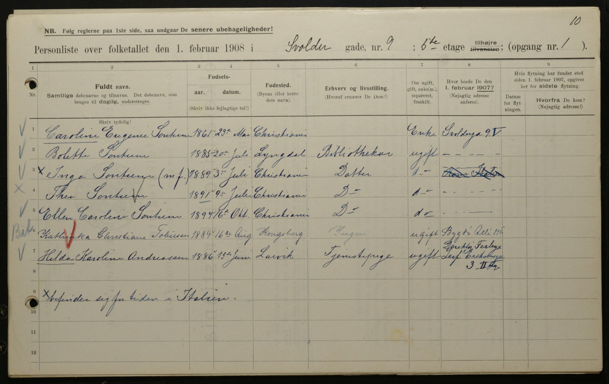 OBA, Municipal Census 1908 for Kristiania, 1908, p. 95525