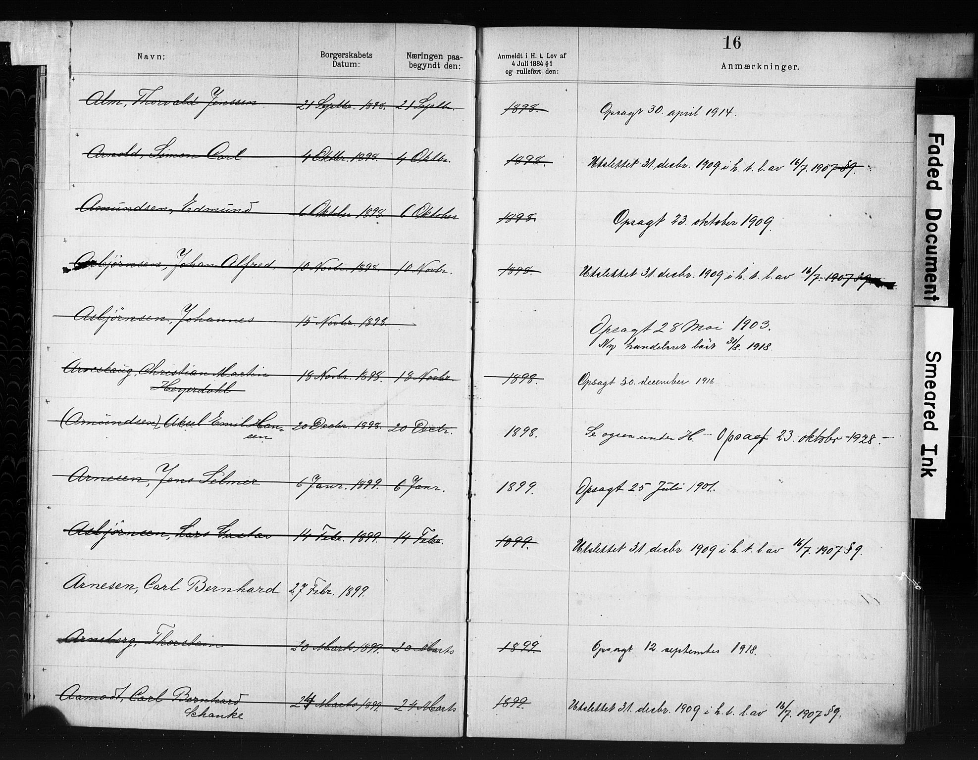 Kristiania magistrat, AV/SAO-A-10711/F/Fb/L0007: Borgerrulle, 1879-1909, p. 12