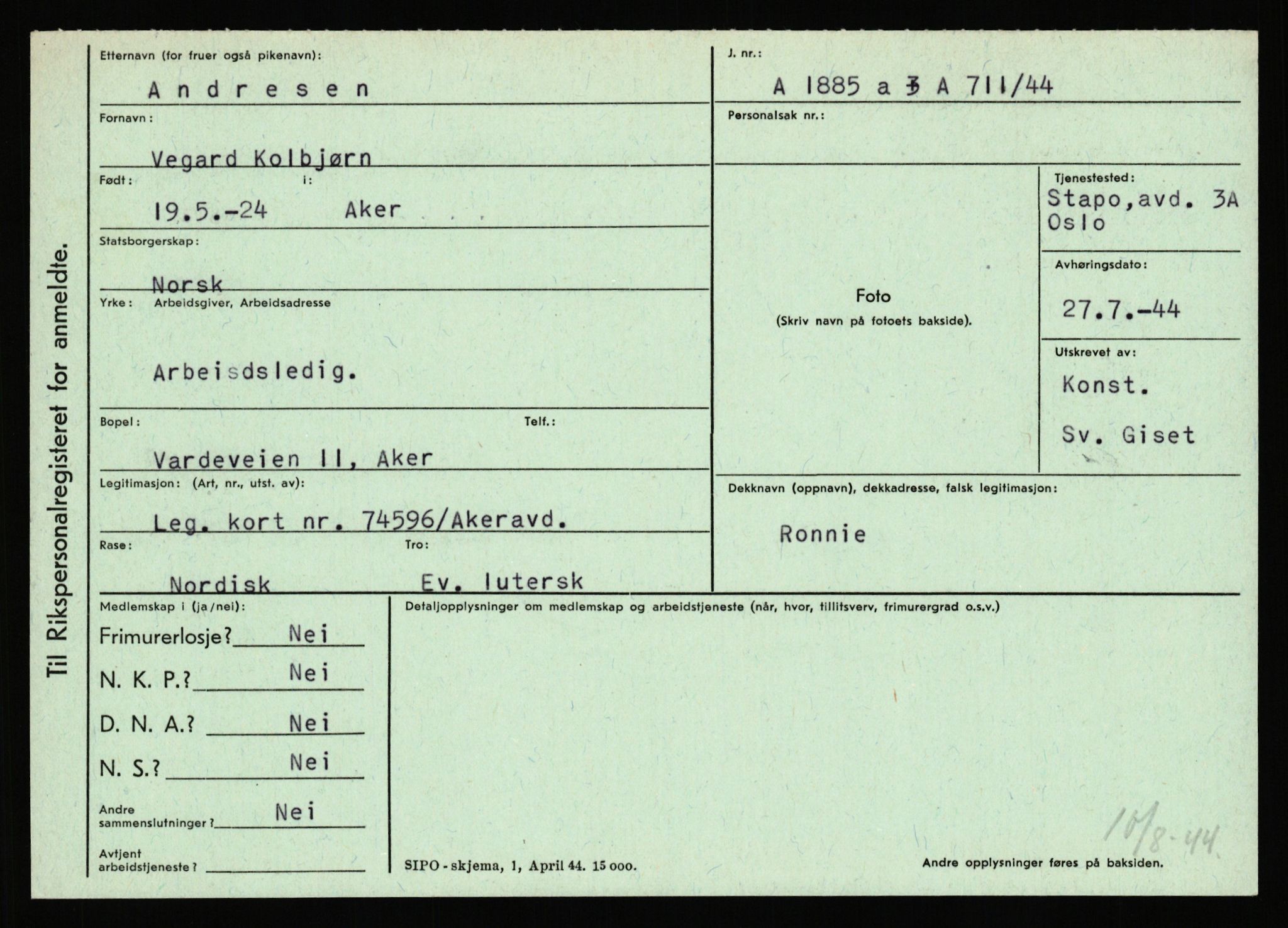 Statspolitiet - Hovedkontoret / Osloavdelingen, AV/RA-S-1329/C/Ca/L0001: Aabakken - Armann, 1943-1945, p. 4297