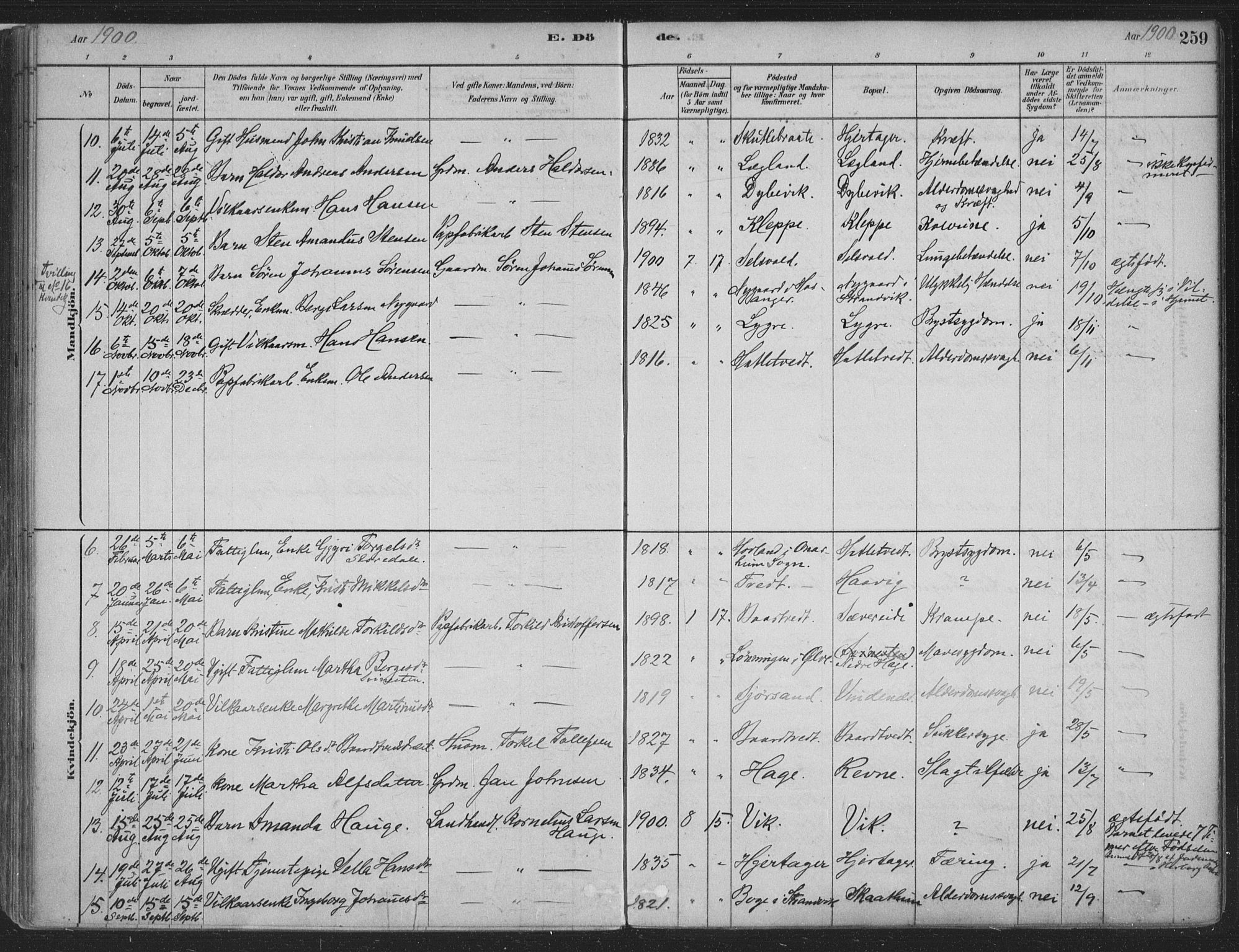 Fusa sokneprestembete, SAB/A-75401/H/Haa: Parish register (official) no. D 1, 1880-1938, p. 259